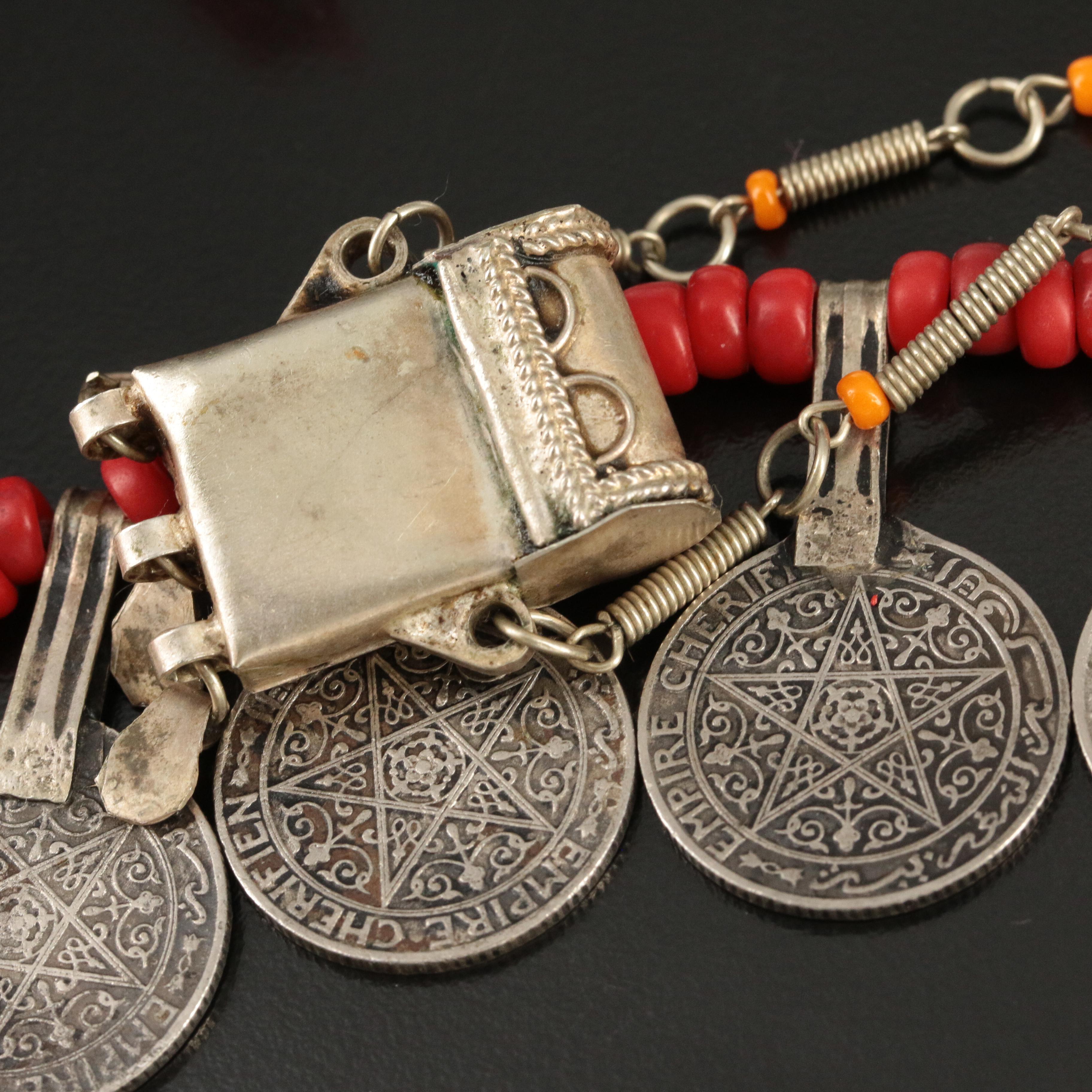 Moroccan Coin and Glass Bead Necklace Featured in Necklace Collection