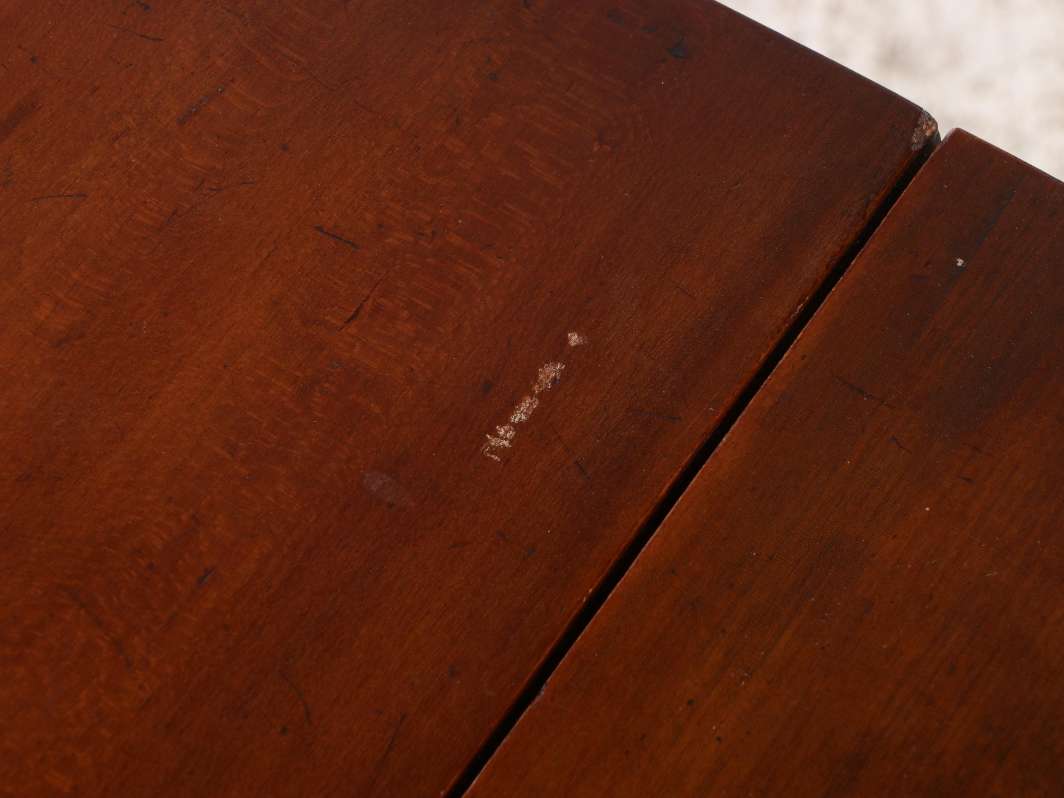 Eaton, Ohio Cherrywood Three-Drawer Drop-Leaf Side Table, signed, 19th Century