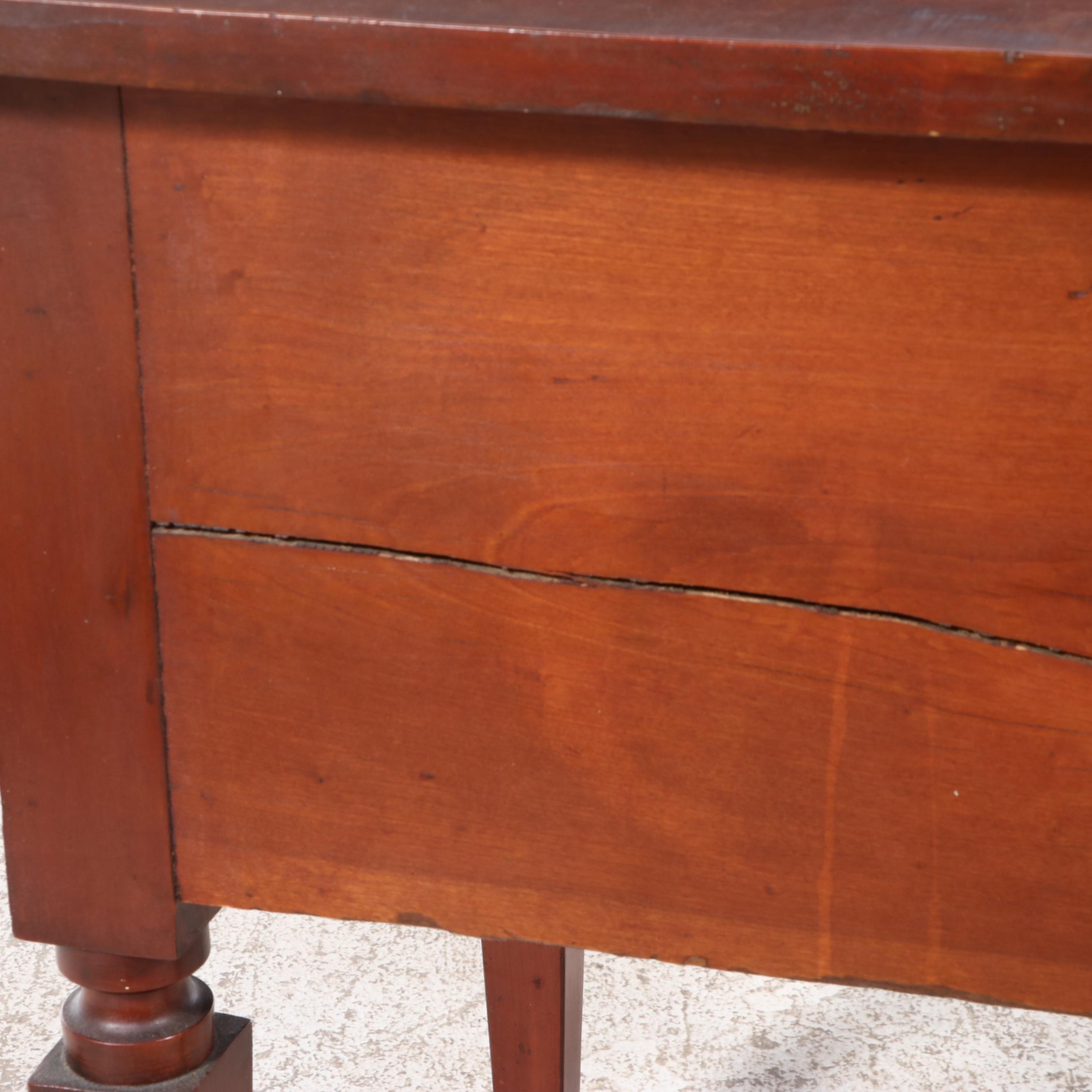 Eaton, Ohio Cherrywood Three-Drawer Drop-Leaf Side Table, signed, 19th Century