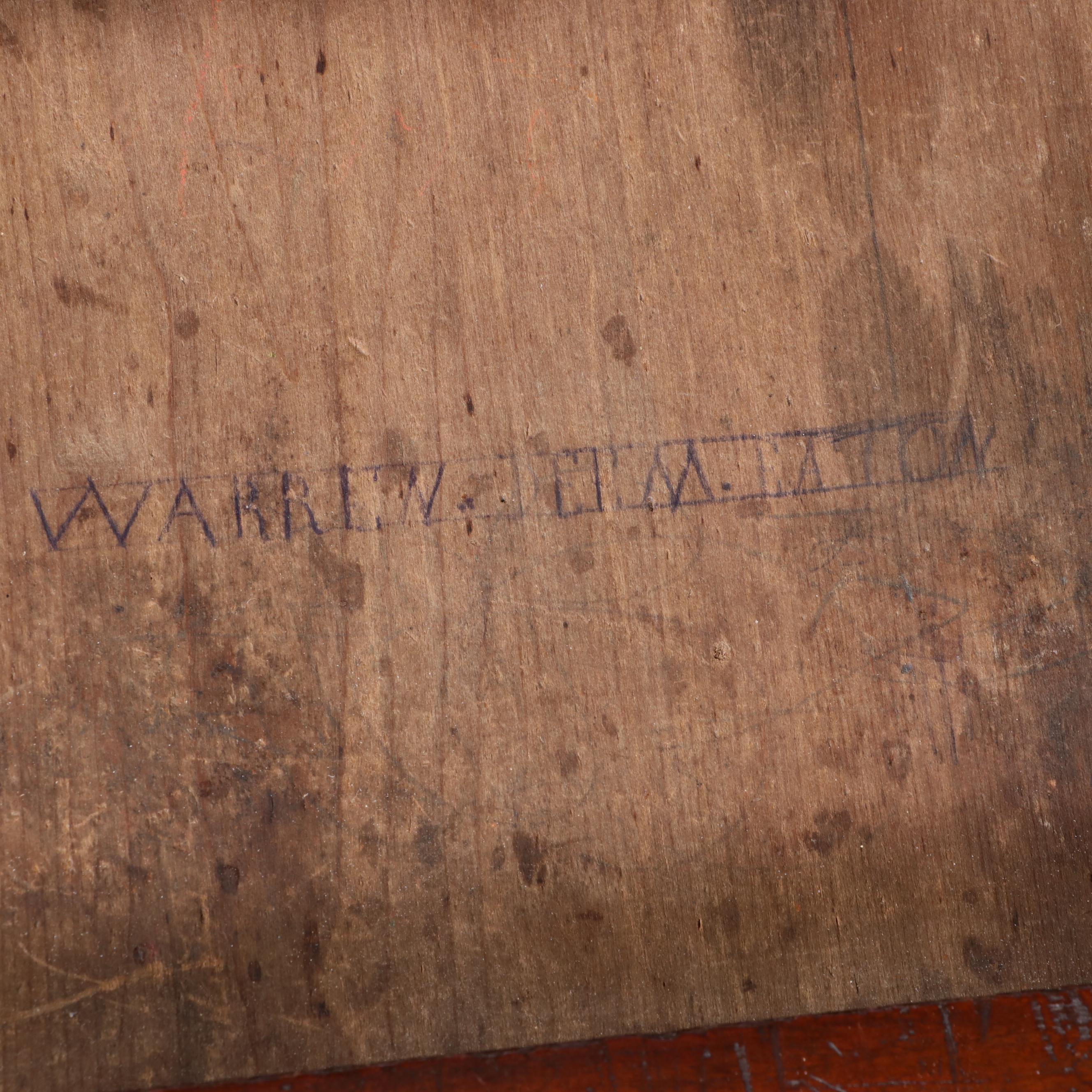 Eaton, Ohio Cherrywood Three-Drawer Drop-Leaf Side Table, signed, 19th Century