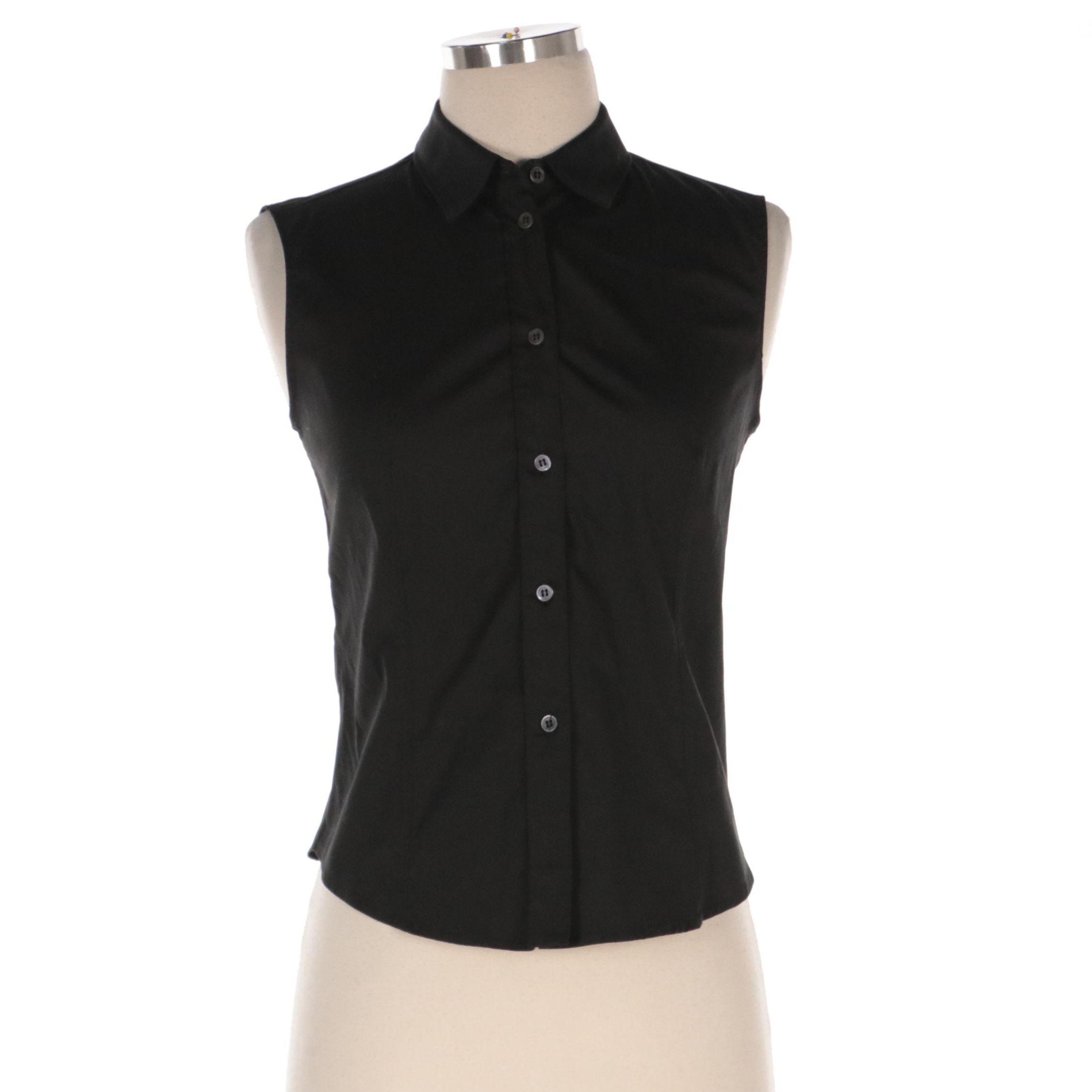 Prada Black Sleeveless ButtonUp Blouse EBTH