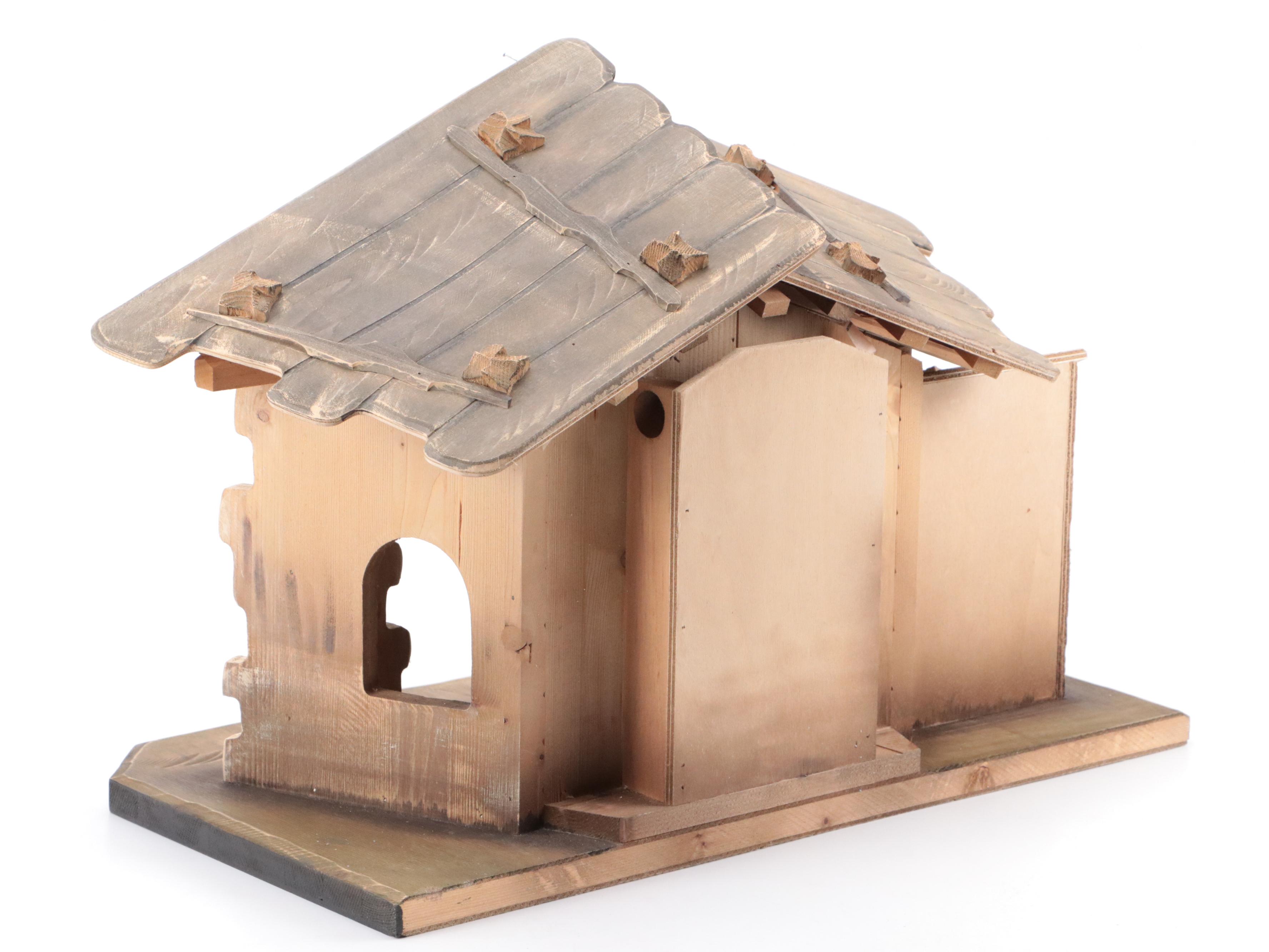 ANRI Italian Hand-Carved Wooden Nativity With Creche and Collectors Book