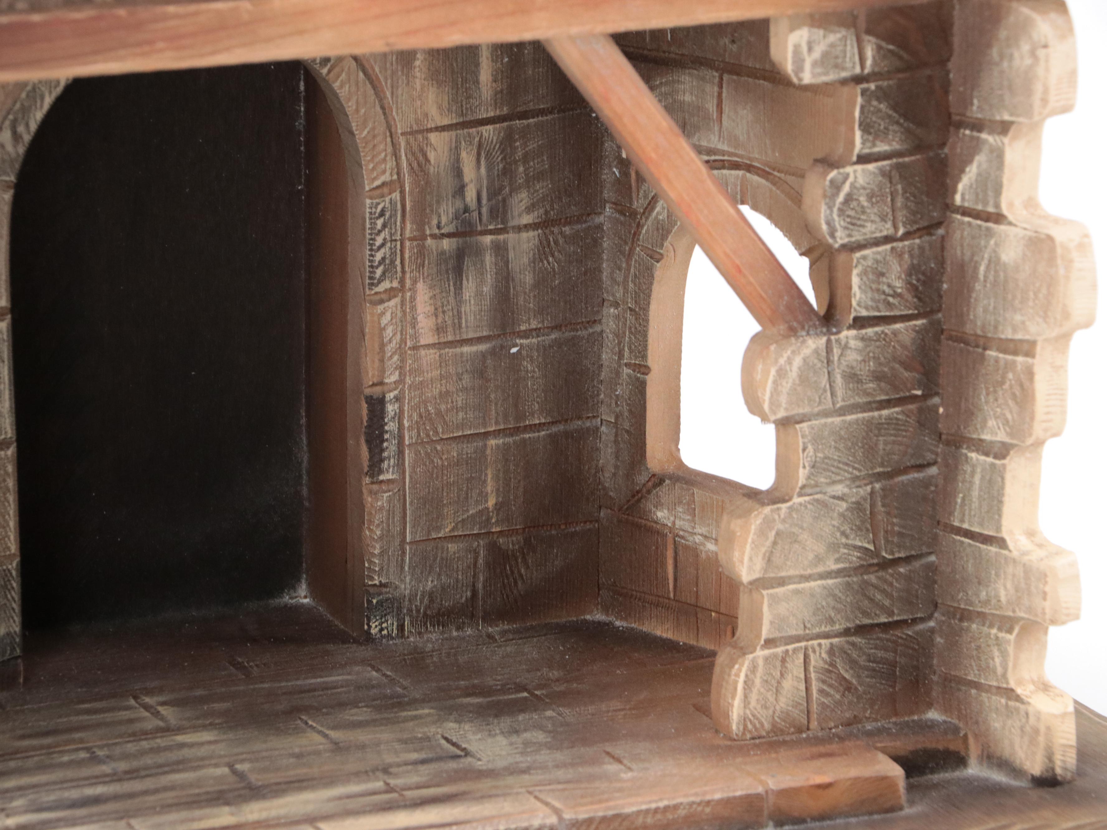 ANRI Italian Hand-Carved Wooden Nativity With Creche and Collectors Book