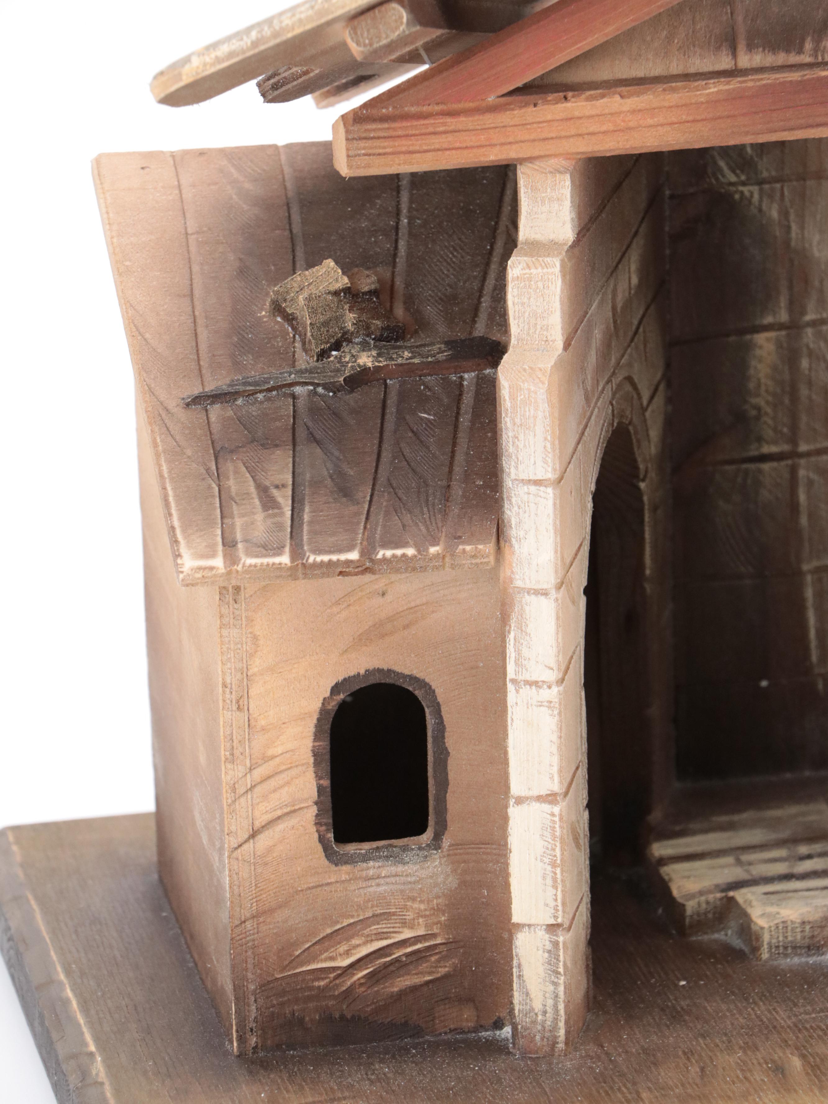 ANRI Italian Hand-Carved Wooden Nativity With Creche and Collectors Book