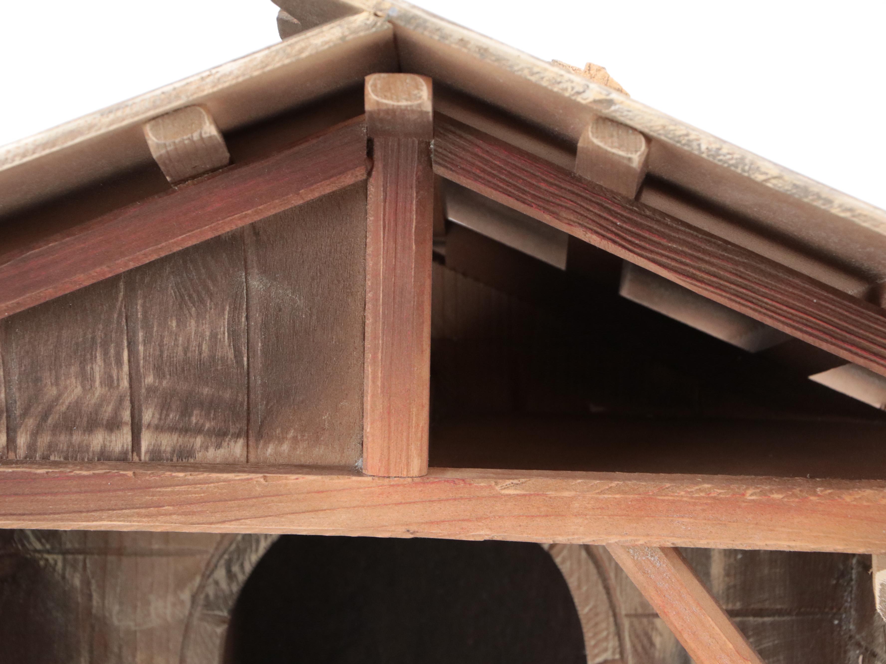 ANRI Italian Hand-Carved Wooden Nativity With Creche and Collectors Book