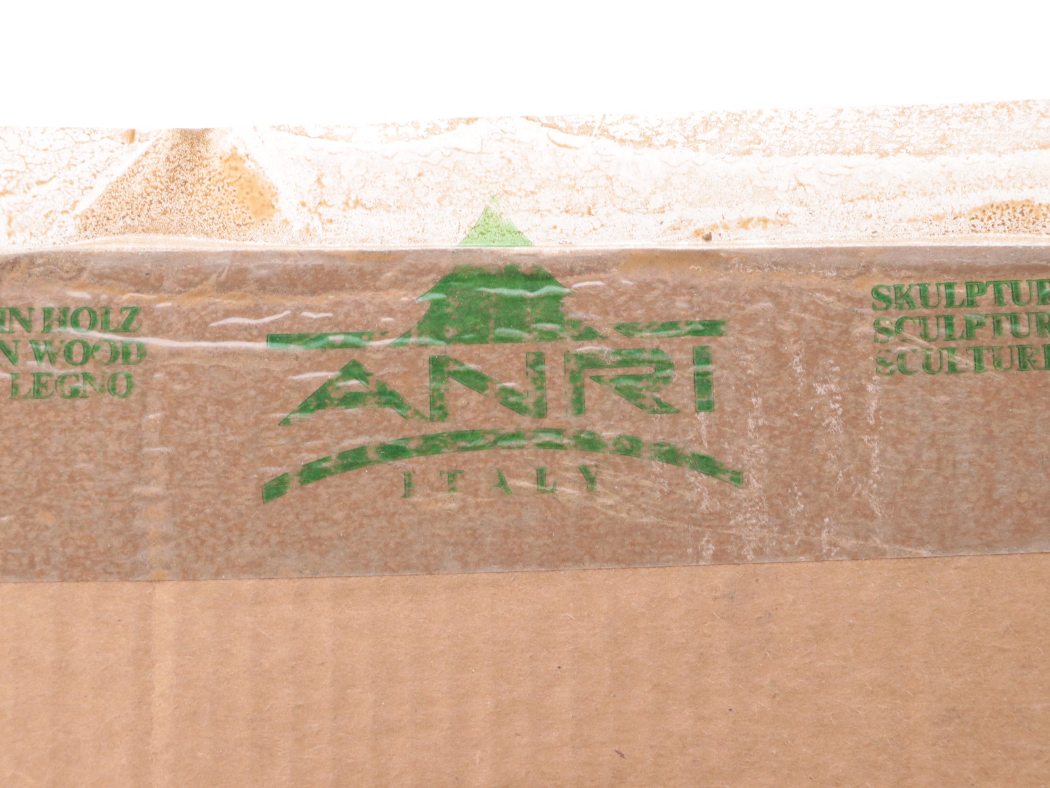 ANRI Italian Hand-Carved Wooden Nativity With Creche and Collectors Book