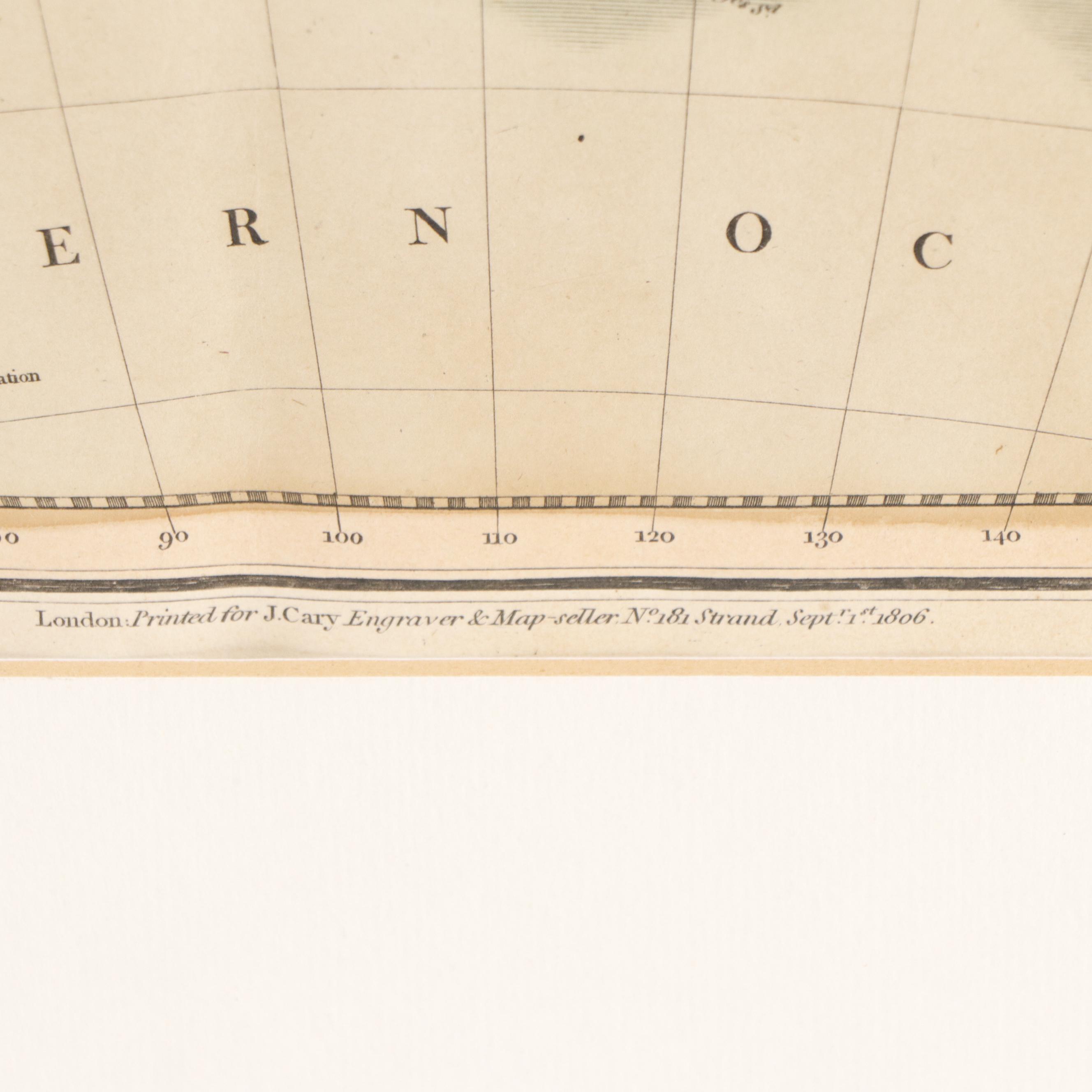 John Cary Map Engraving "A New Map of Asia," 1806
