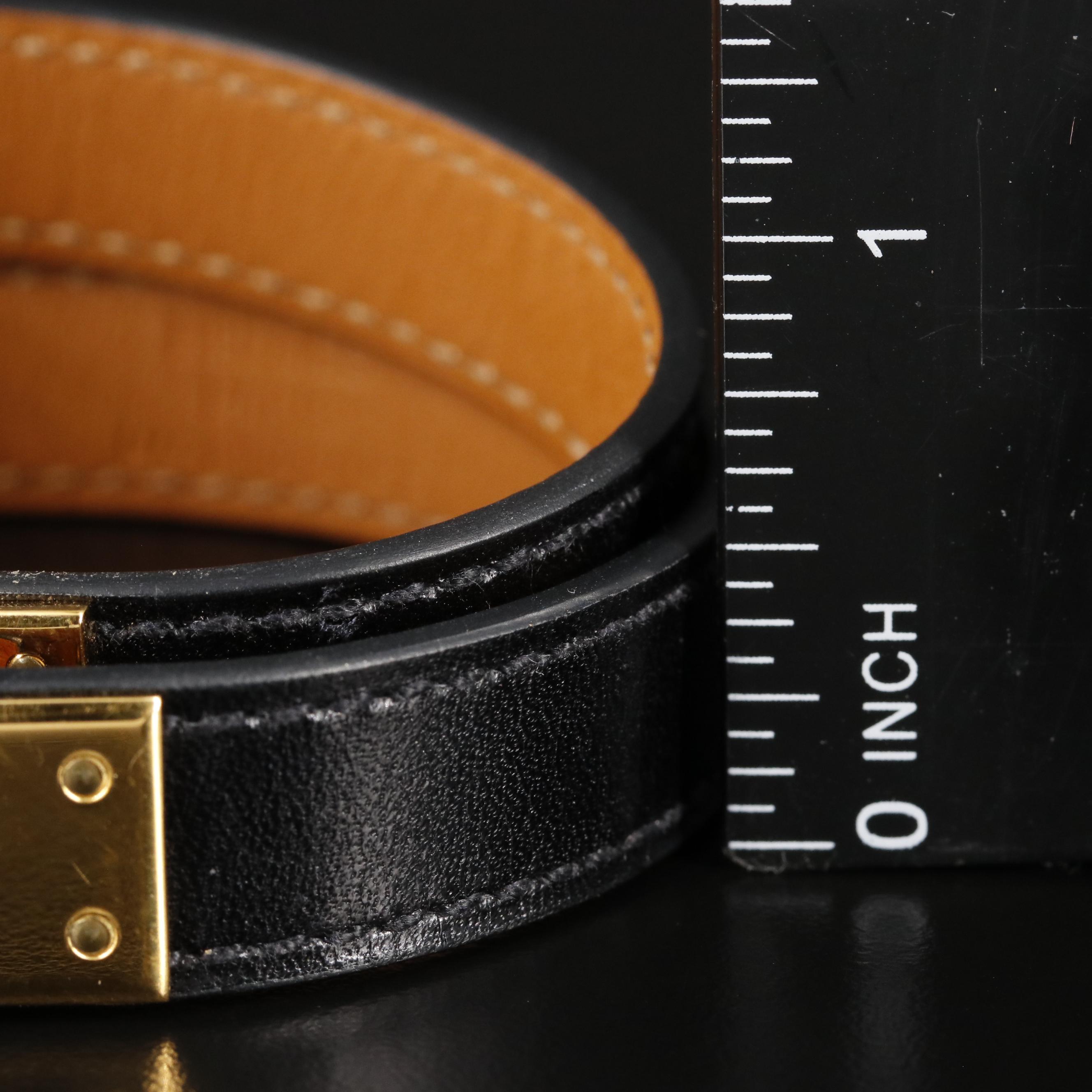 Hermès Black Leather Double Tour Bracelet With Box