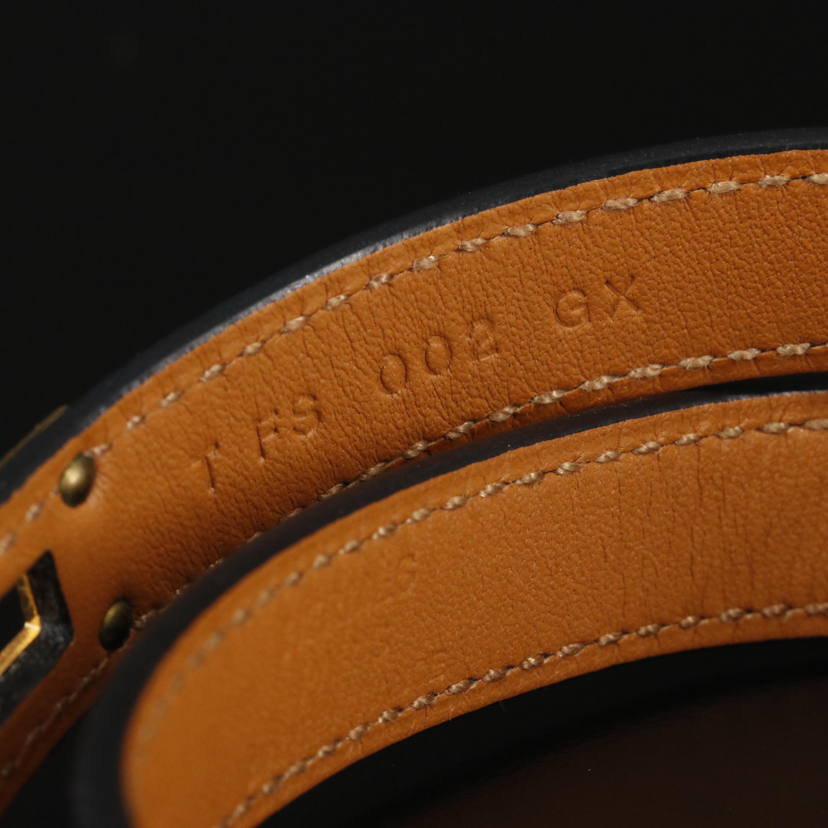 Hermès Black Leather Double Tour Bracelet With Box