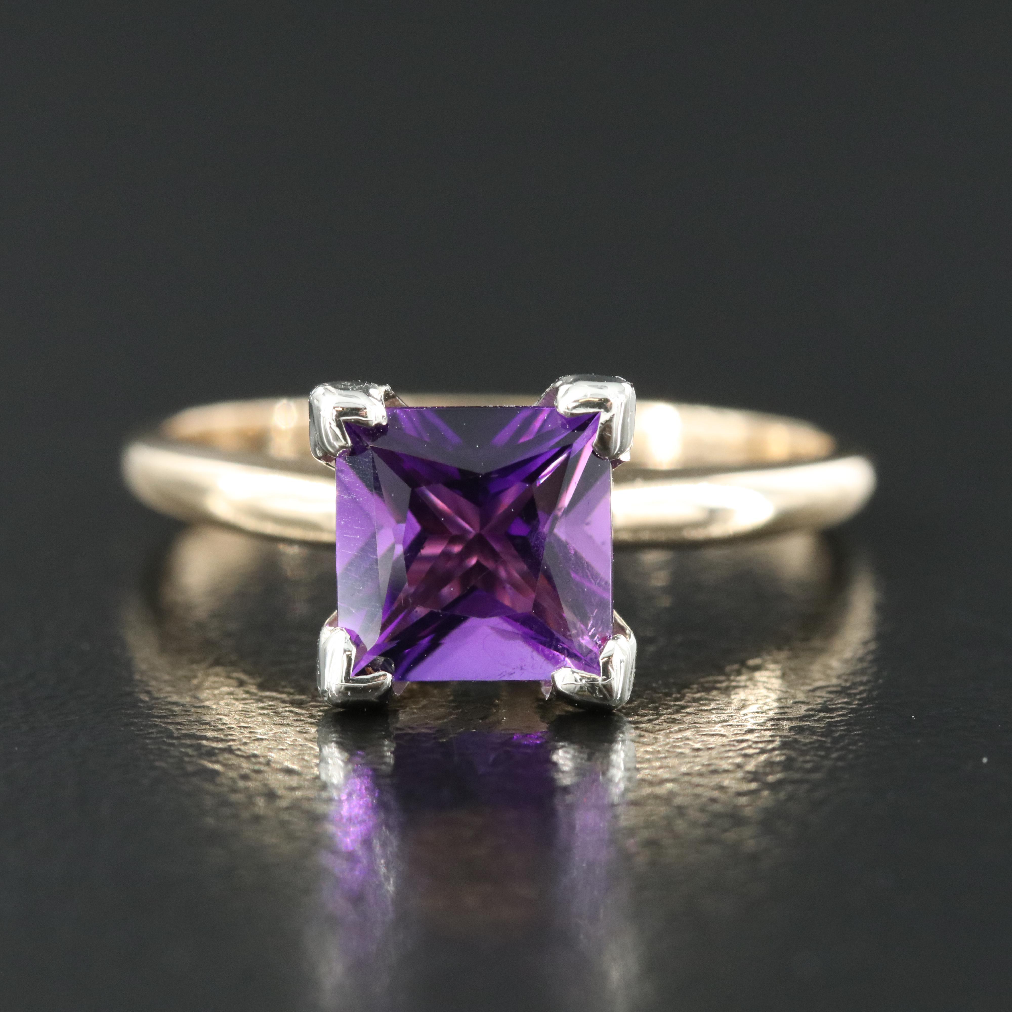 14K Amethyst Solitaire Ring