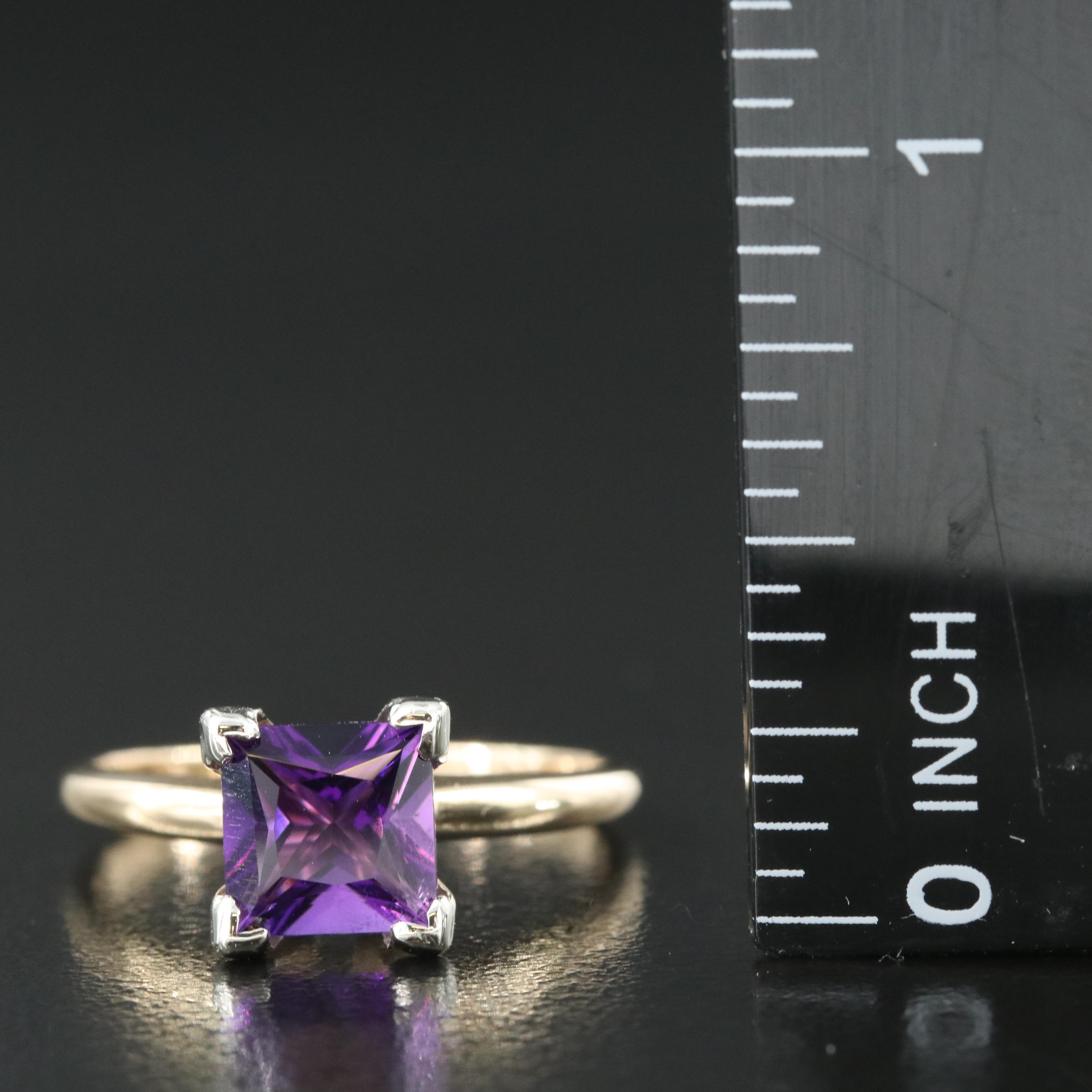 14K Amethyst Solitaire Ring