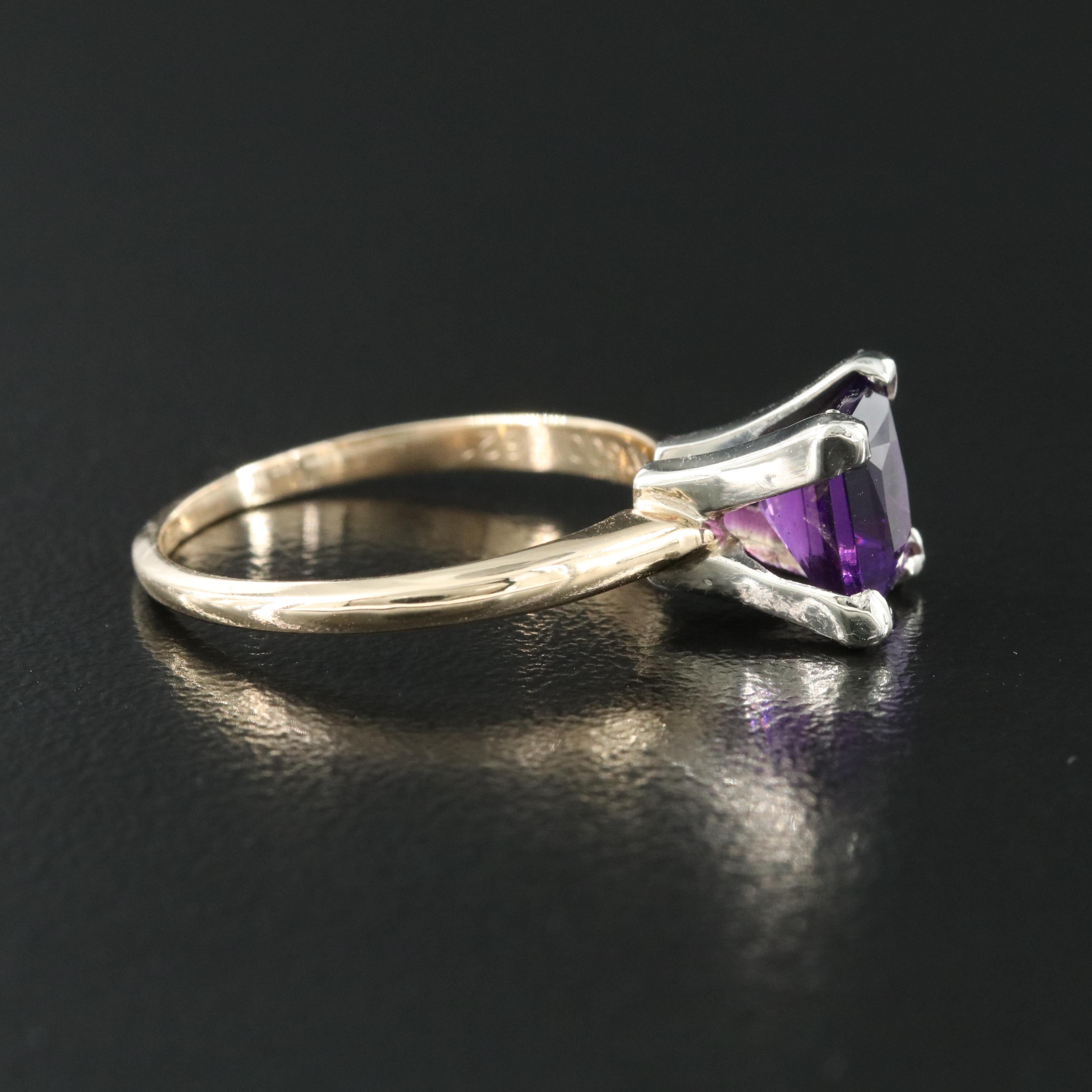 14K Amethyst Solitaire Ring