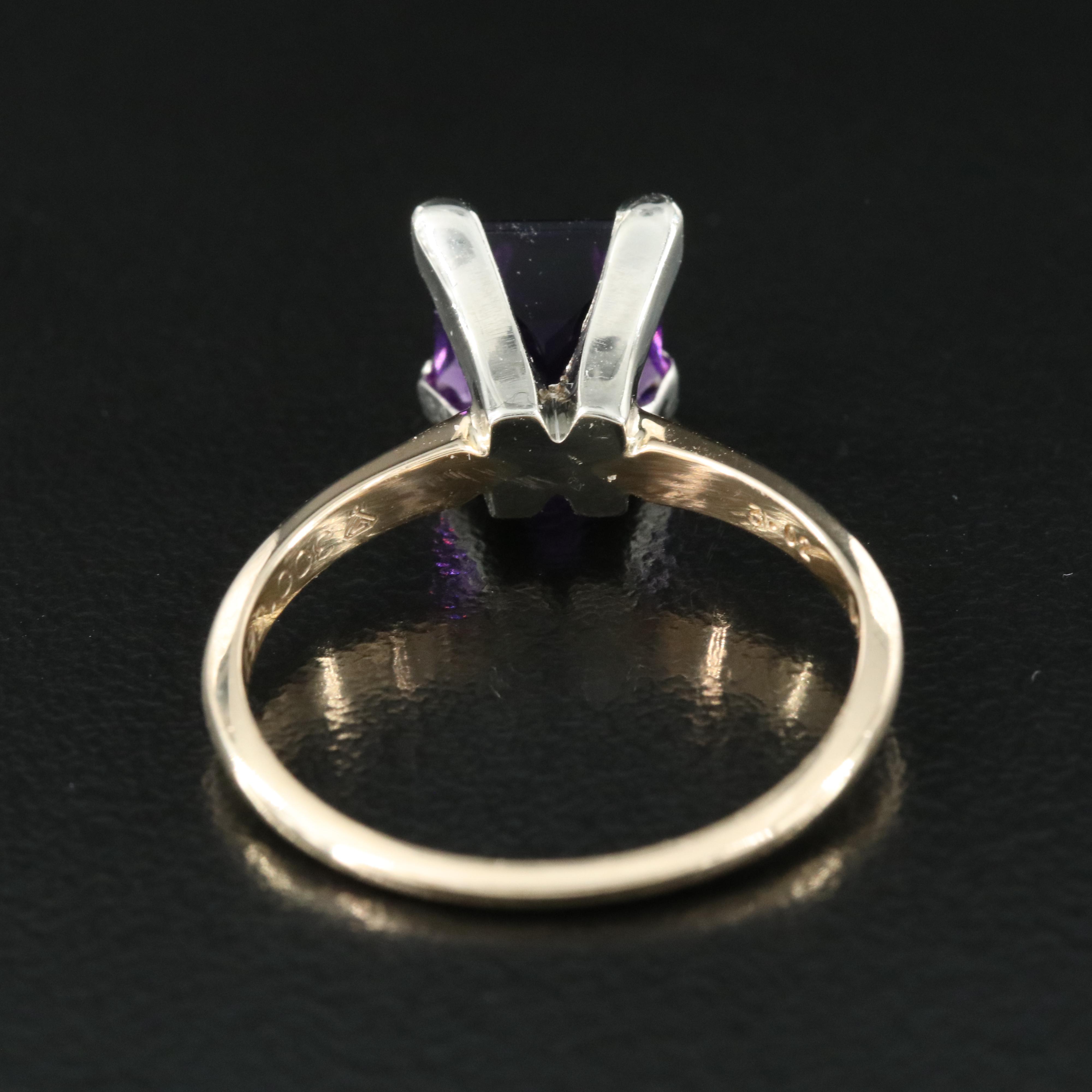 14K Amethyst Solitaire Ring