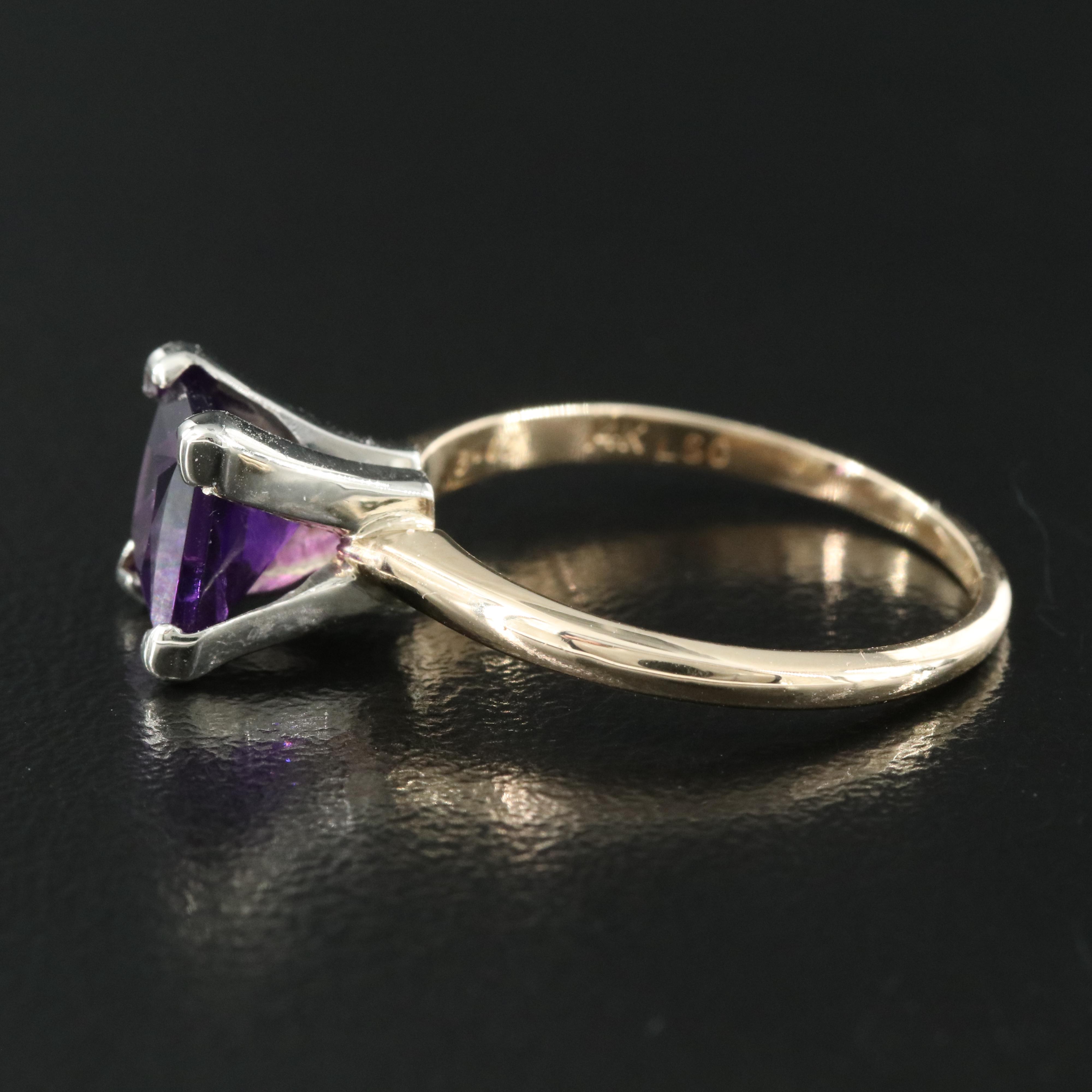 14K Amethyst Solitaire Ring