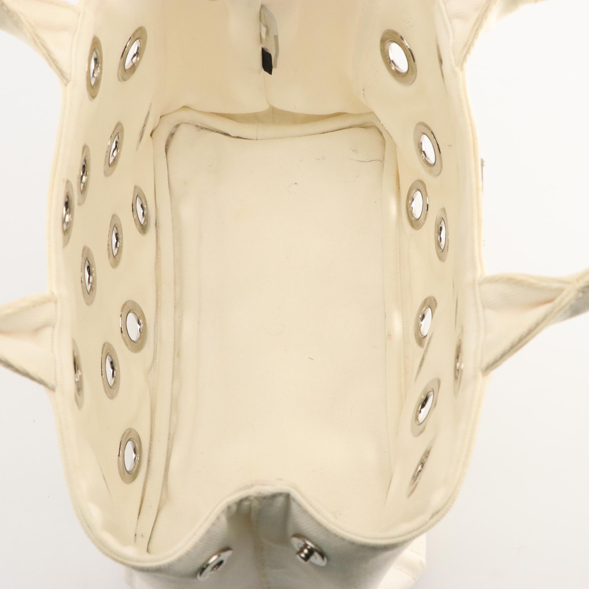 Prada Grommet Canapa Tote Bag in White Canvas