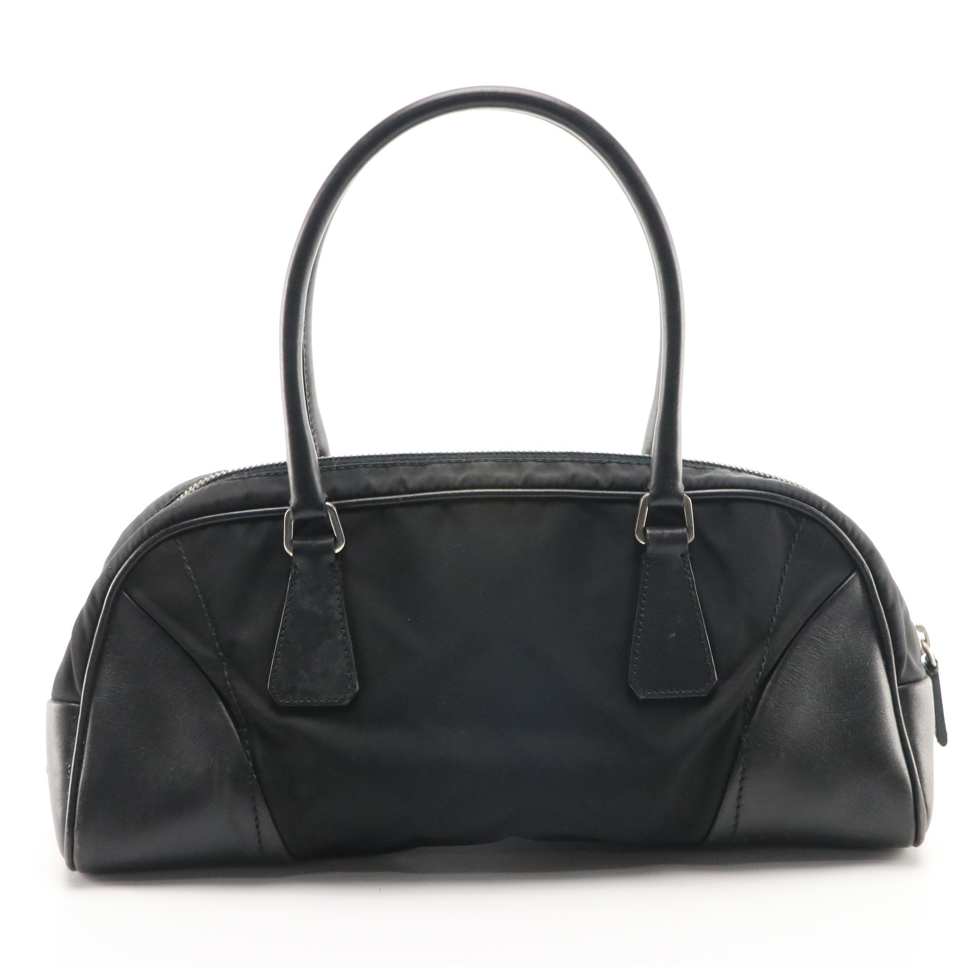 Prada Shoulder Bag in Black Tessuto Nylon and Leather Trim