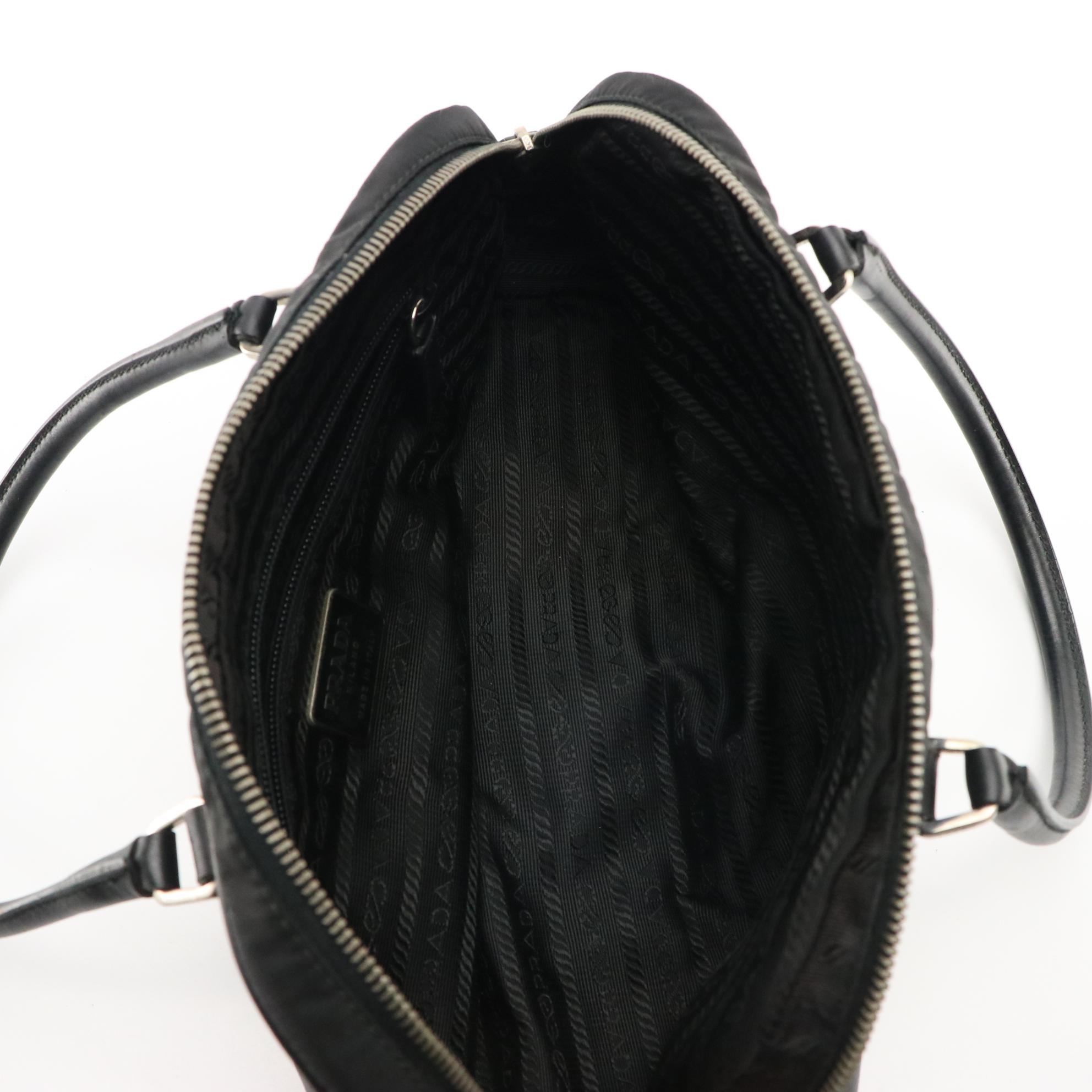 Prada Shoulder Bag in Black Tessuto Nylon and Leather Trim