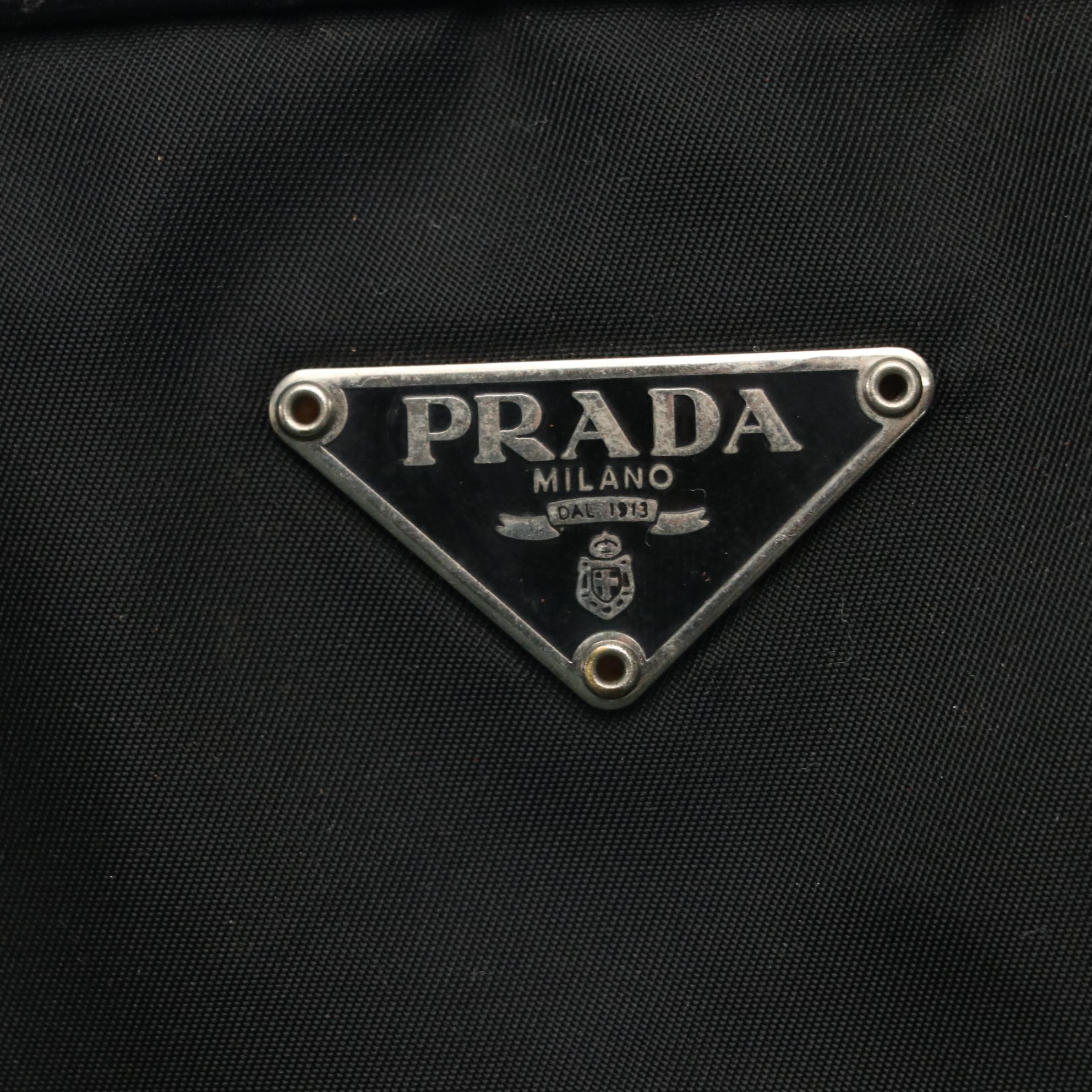 Prada Shoulder Bag in Black Tessuto Nylon and Leather Trim