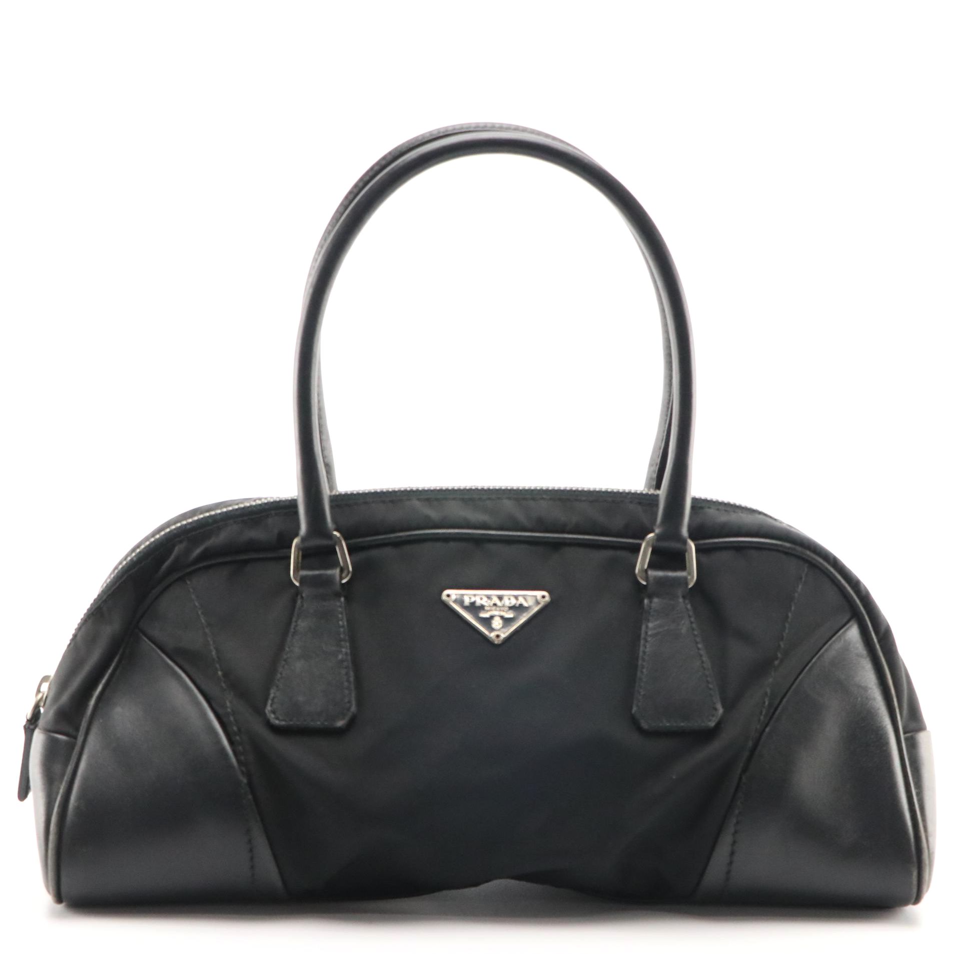 Prada Shoulder Bag in Black Tessuto Nylon and Leather Trim