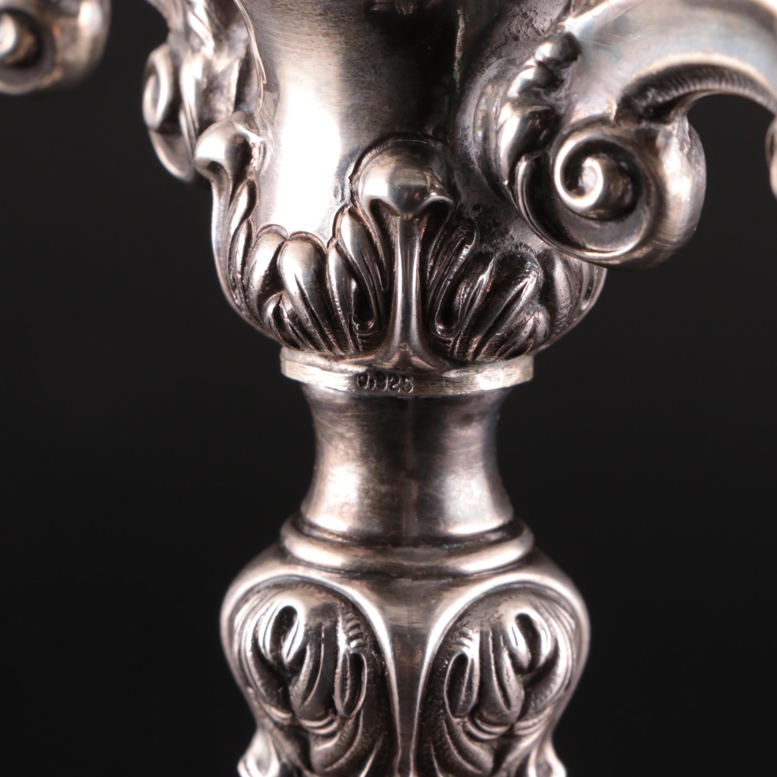 Antique Sterling Silver Hanukkah Oil Lamp with Detachable Oil Jug