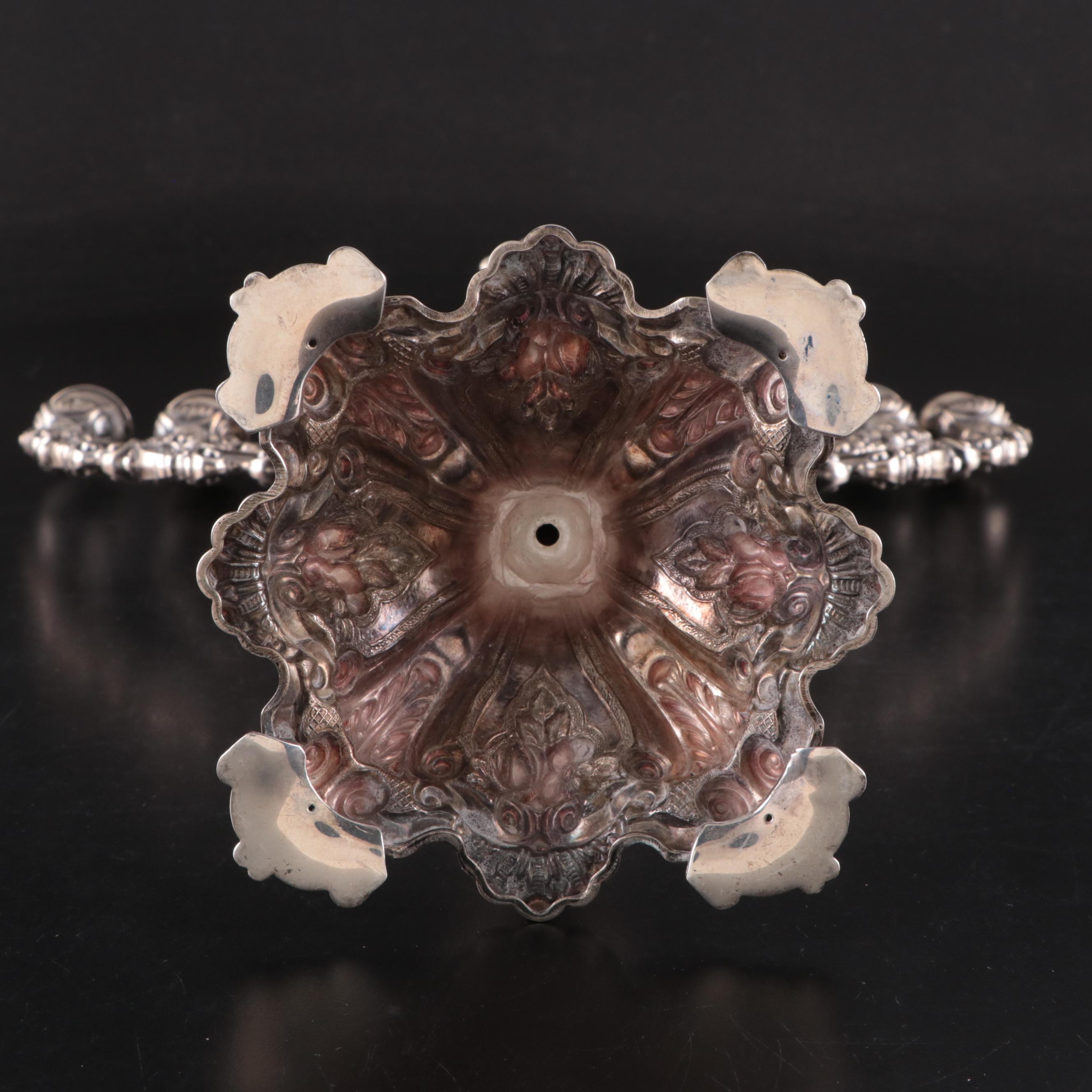 Antique Sterling Silver Hanukkah Oil Lamp with Detachable Oil Jug