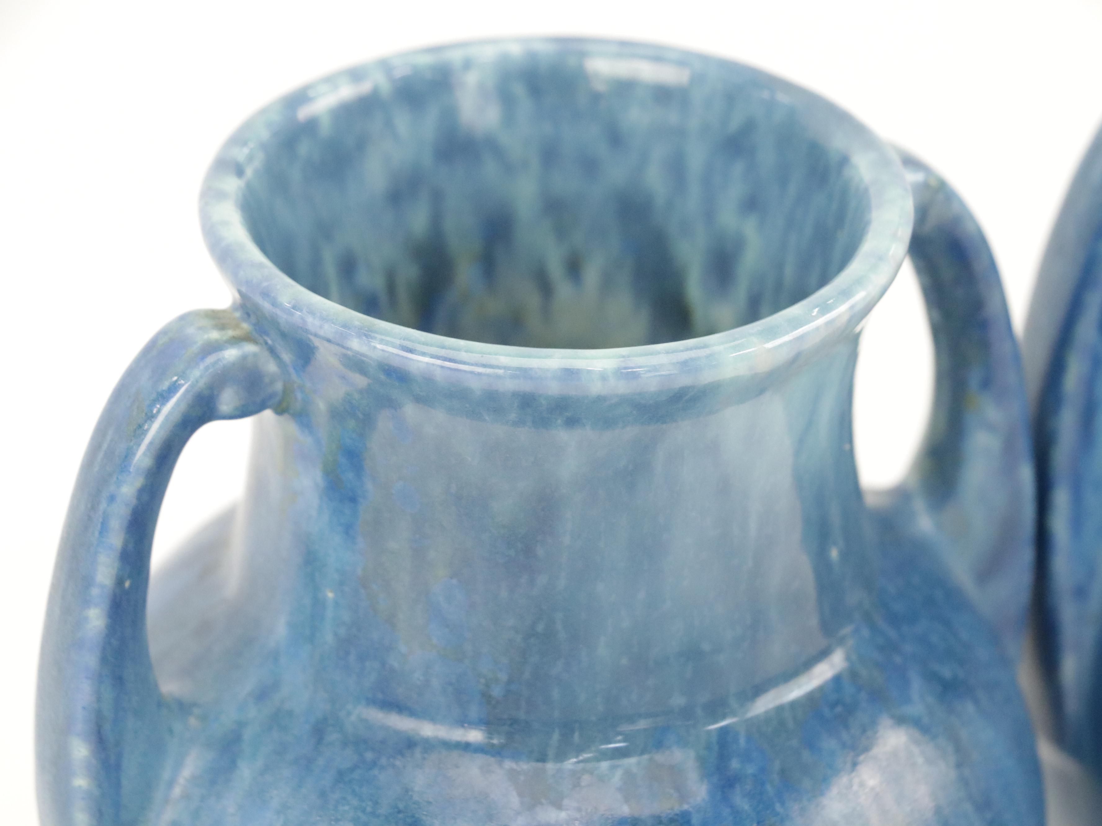 Art Deco Roseville "Tourmaline Blue" Art Pottery Vases, 1930s