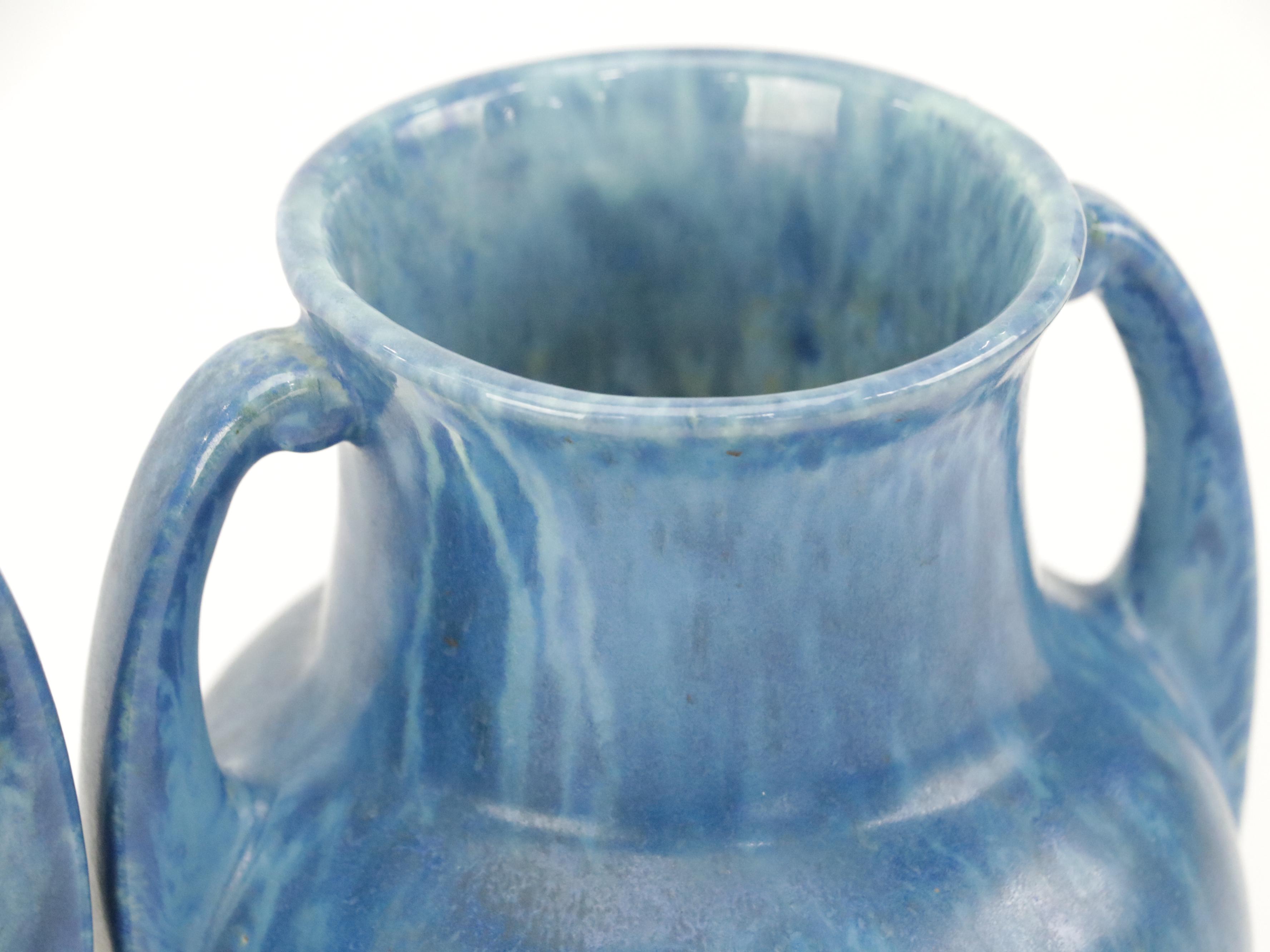 Art Deco Roseville "Tourmaline Blue" Art Pottery Vases, 1930s