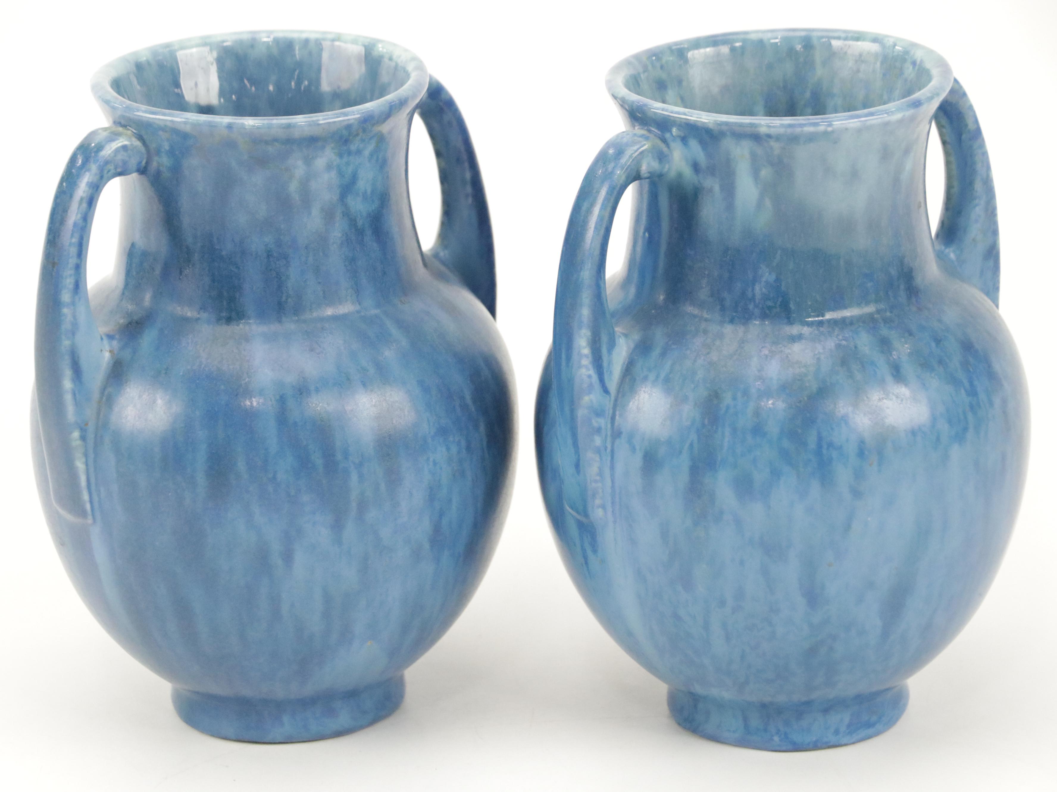 Art Deco Roseville "Tourmaline Blue" Art Pottery Vases, 1930s