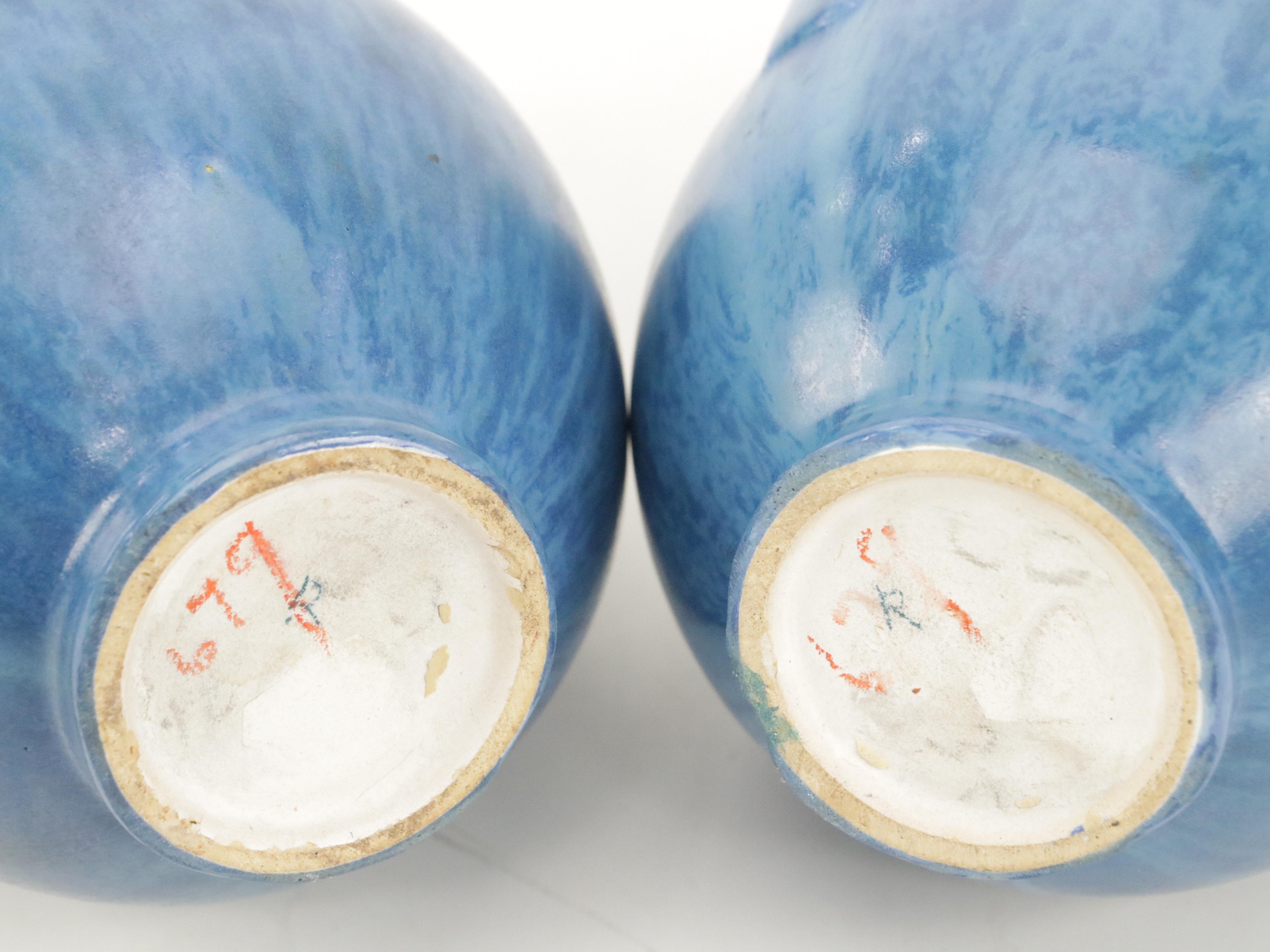 Art Deco Roseville "Tourmaline Blue" Art Pottery Vases, 1930s