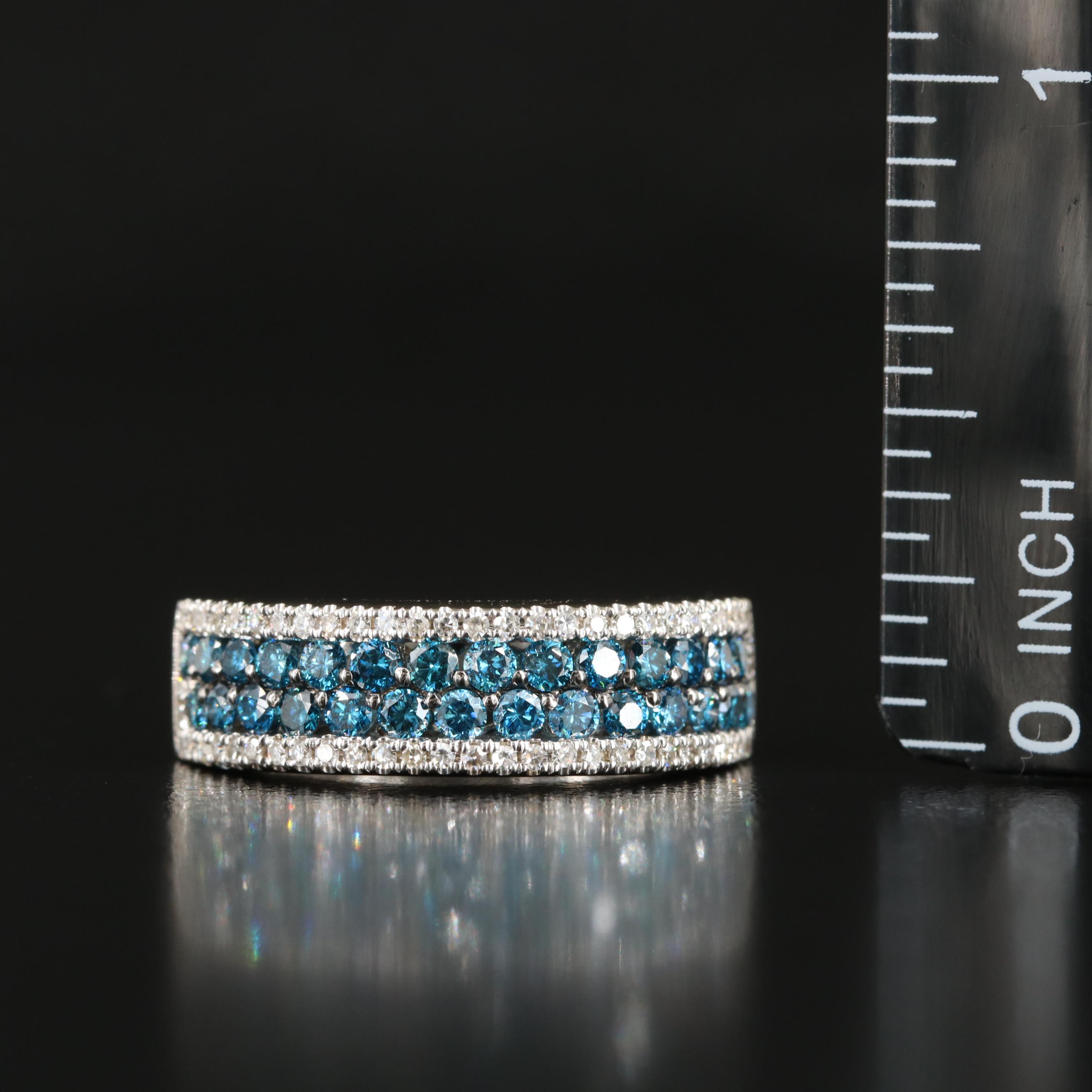 EFFY 14K 1.18 CTW Diamond Ring Including Fancy Blue Stones