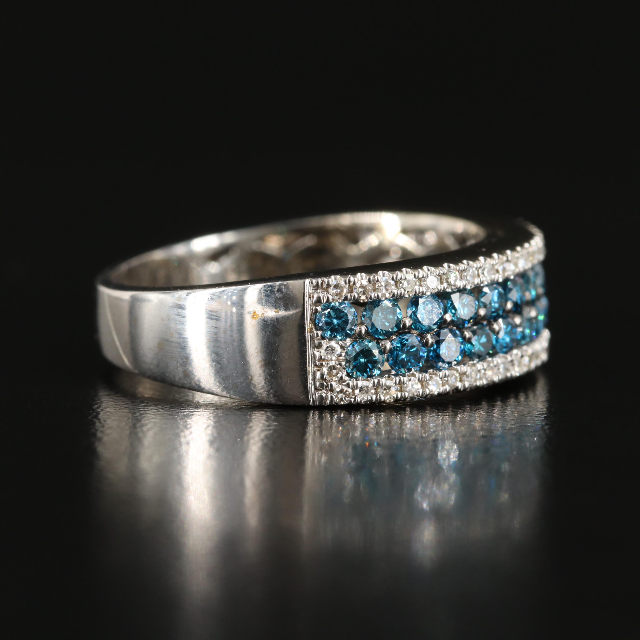 EFFY 14K 1.18 CTW Diamond Ring Including Fancy Blue Stones