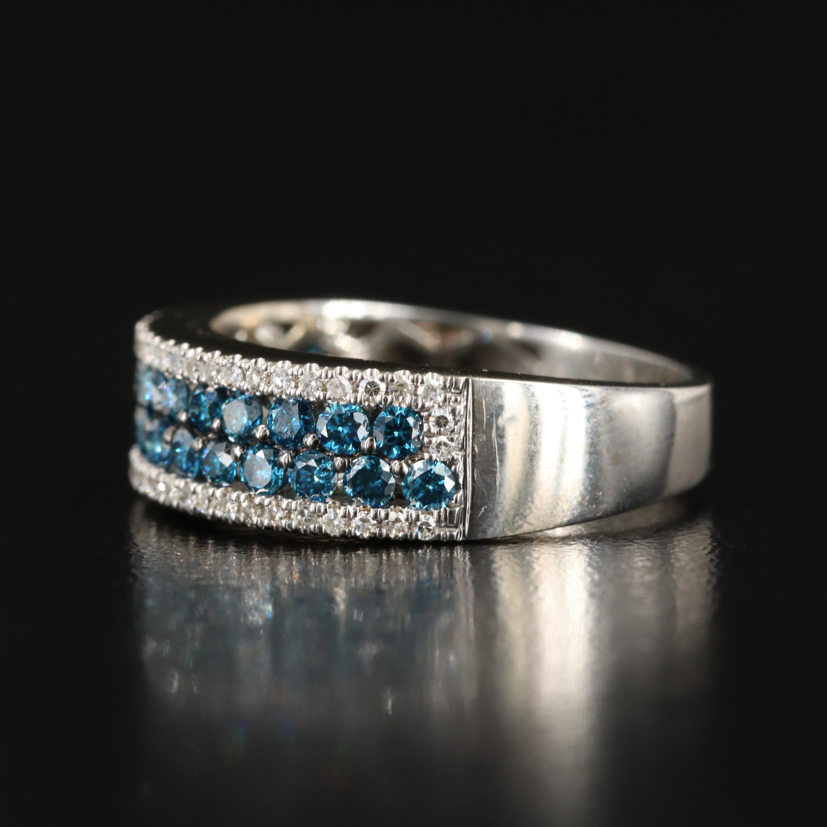 EFFY 14K 1.18 CTW Diamond Ring Including Fancy Blue Stones