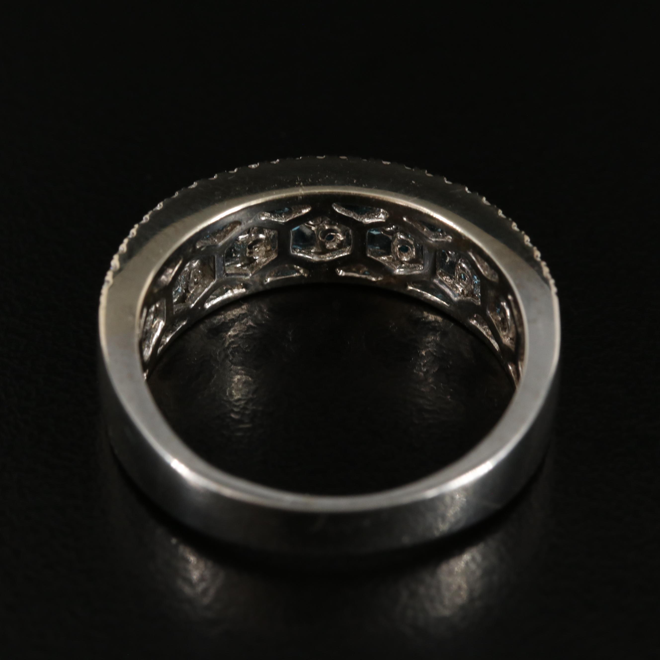 EFFY 14K 1.18 CTW Diamond Ring Including Fancy Blue Stones