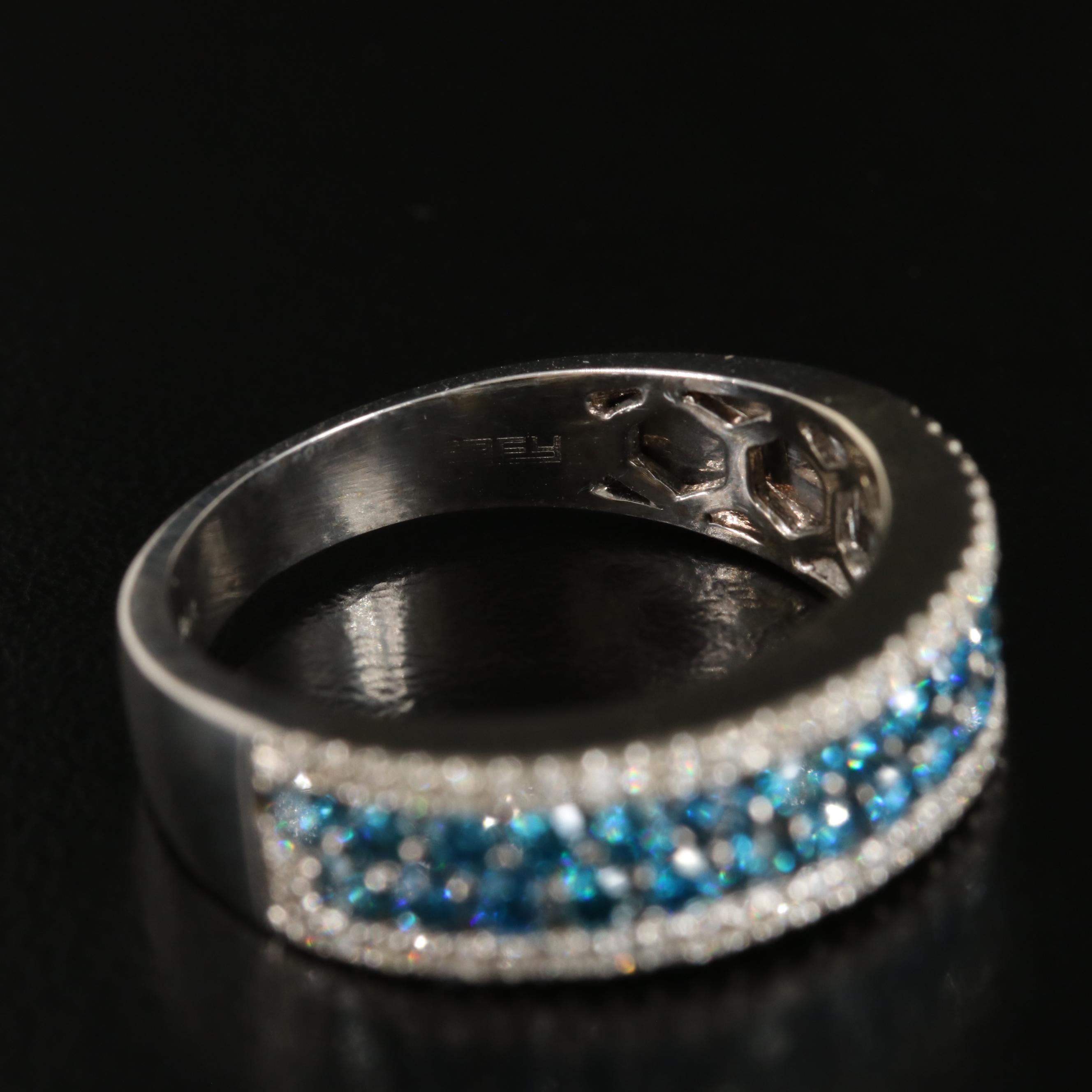 EFFY 14K 1.18 CTW Diamond Ring Including Fancy Blue Stones