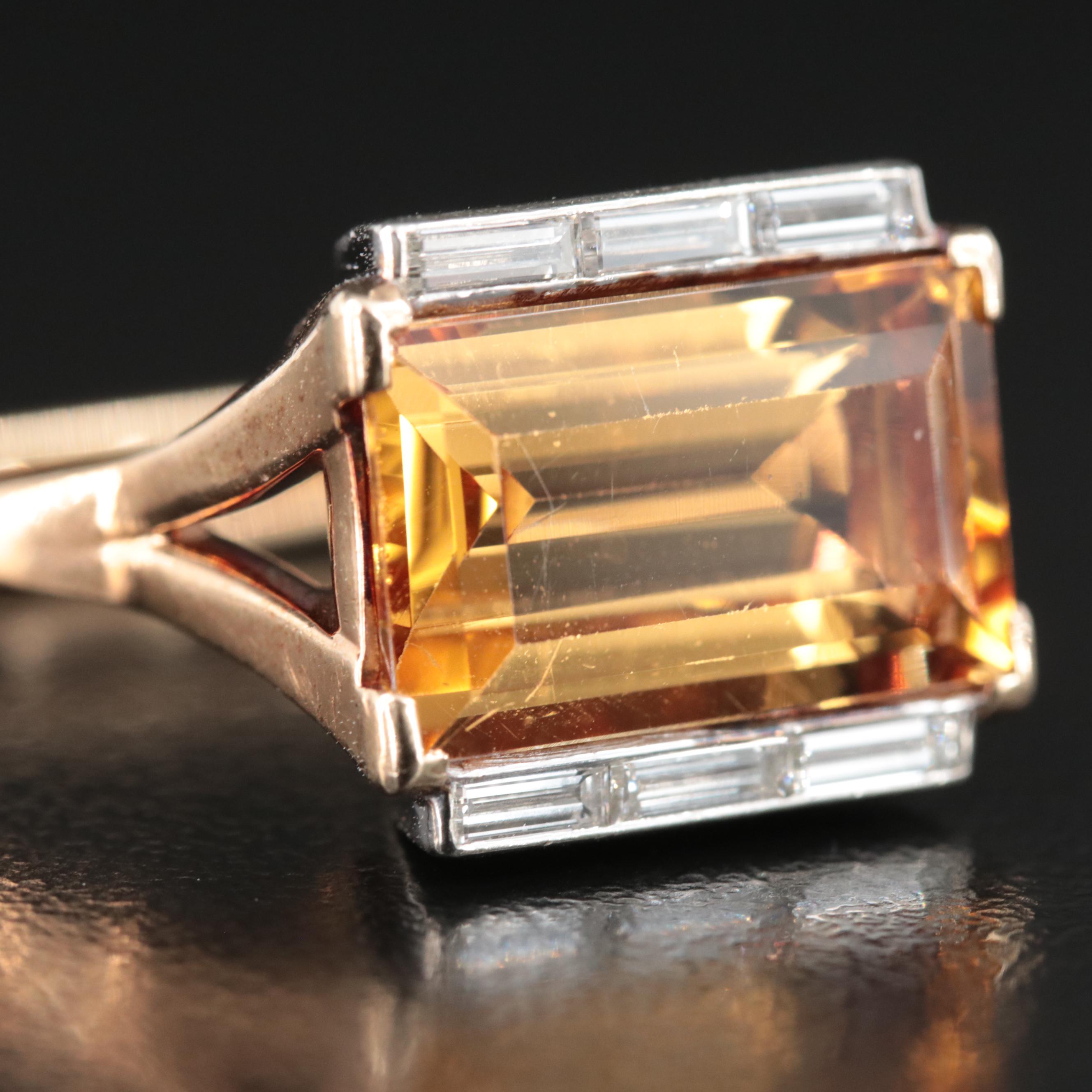 14K 9.79 CT Topaz and Diamond Ring