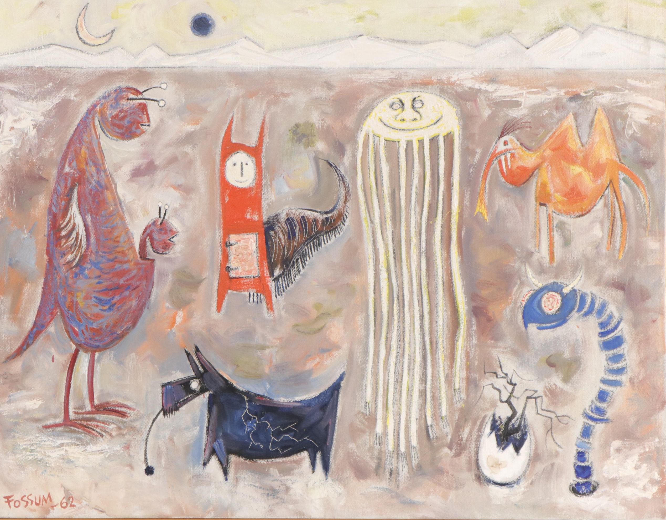 Syd Fossum Oil Painting "Mutations," 1962