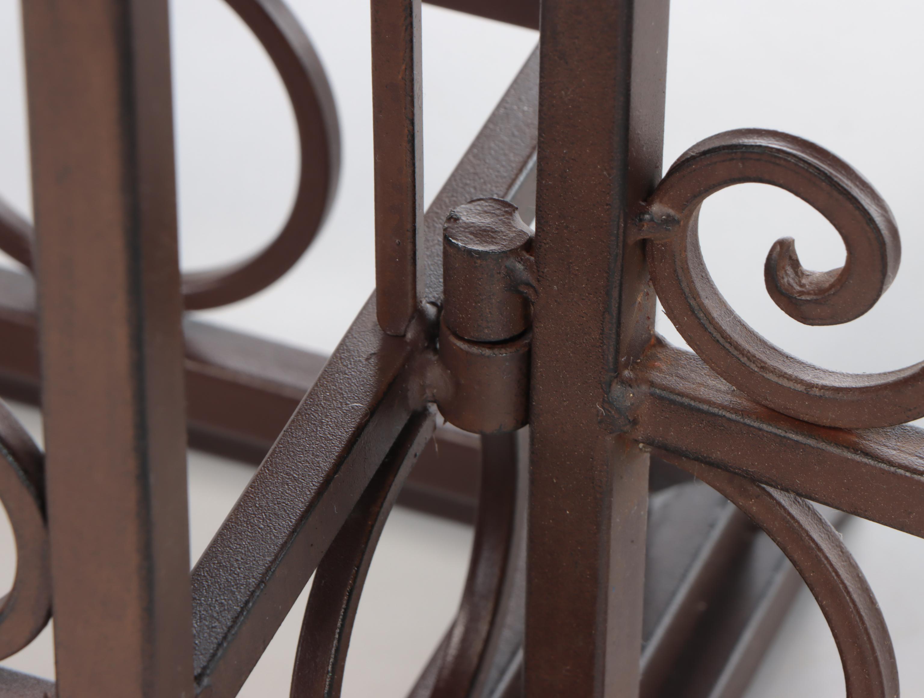 Victorian Style Bronzed Wrought Metal Decorative Fence with Pillars