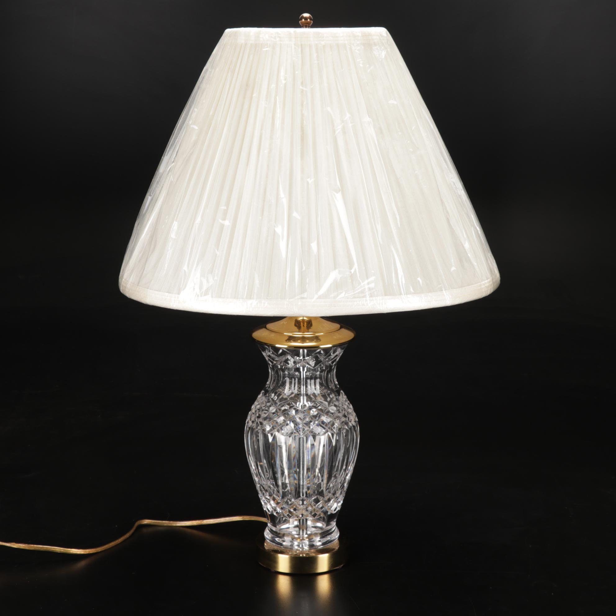 Waterford Crystal Table Lamp With Plastic Wrapped Shade EBTH