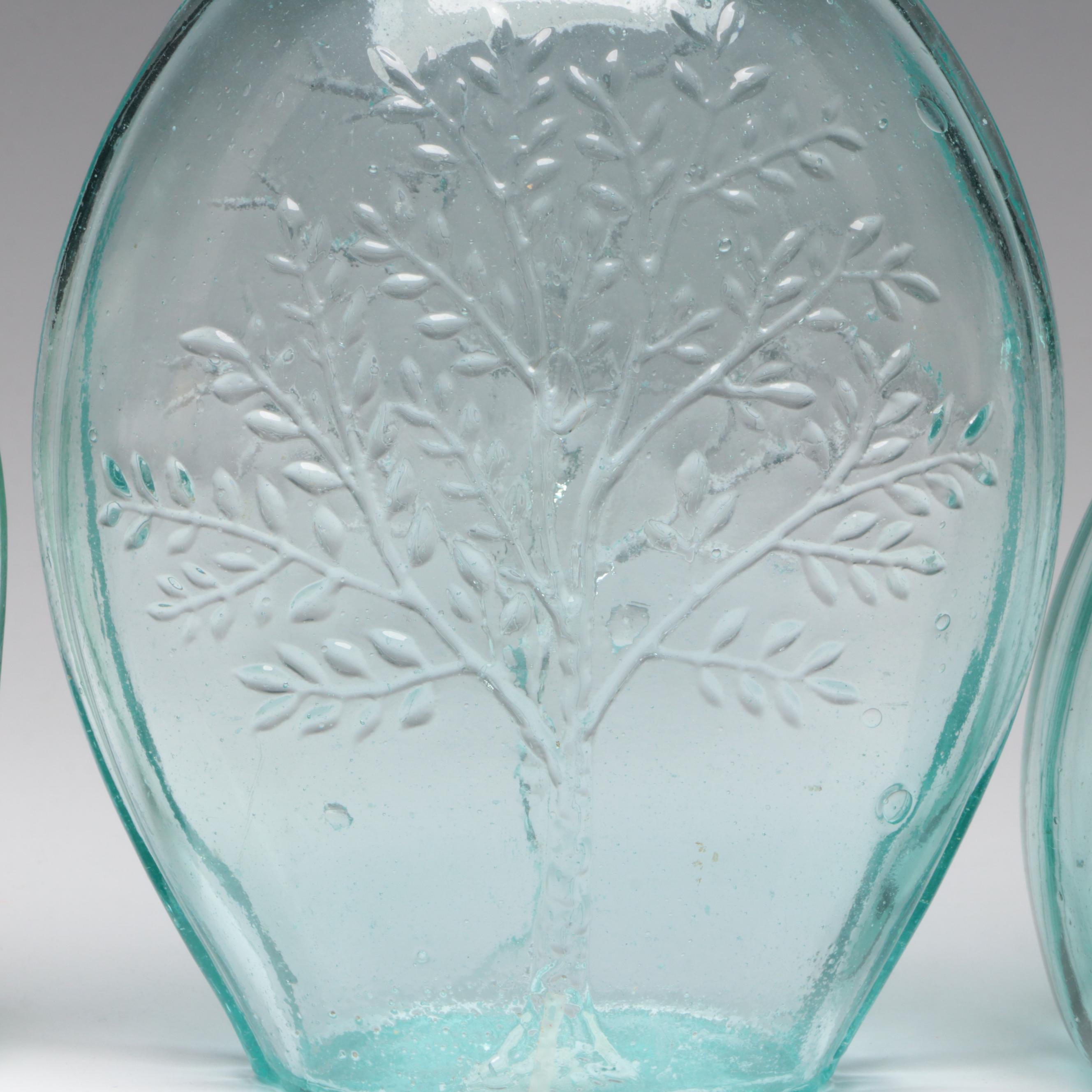 Winter/Summer Flask, 19th Century, with Other Flask and Blown Glass Pitcher