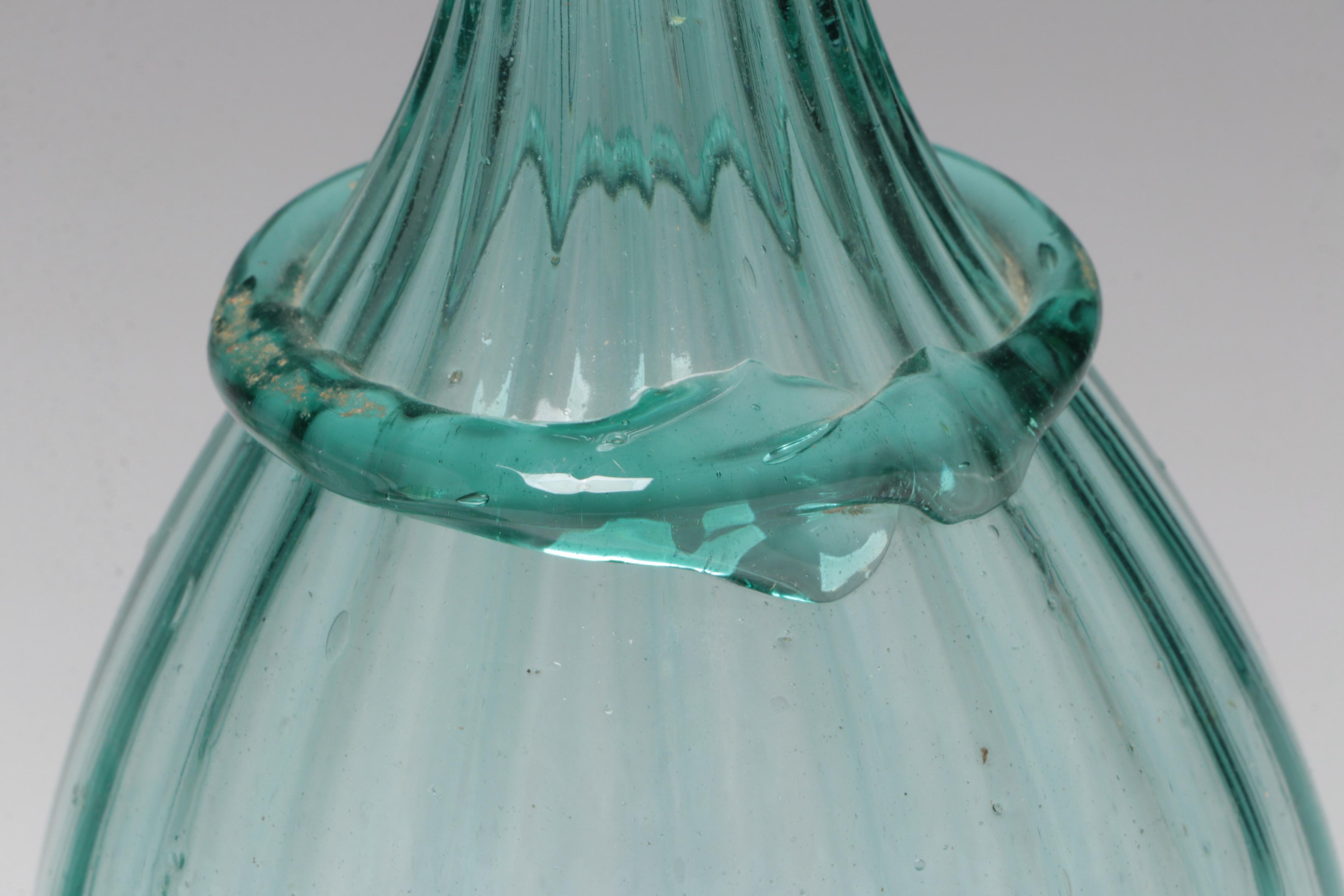 Winter/Summer Flask, 19th Century, with Other Flask and Blown Glass Pitcher