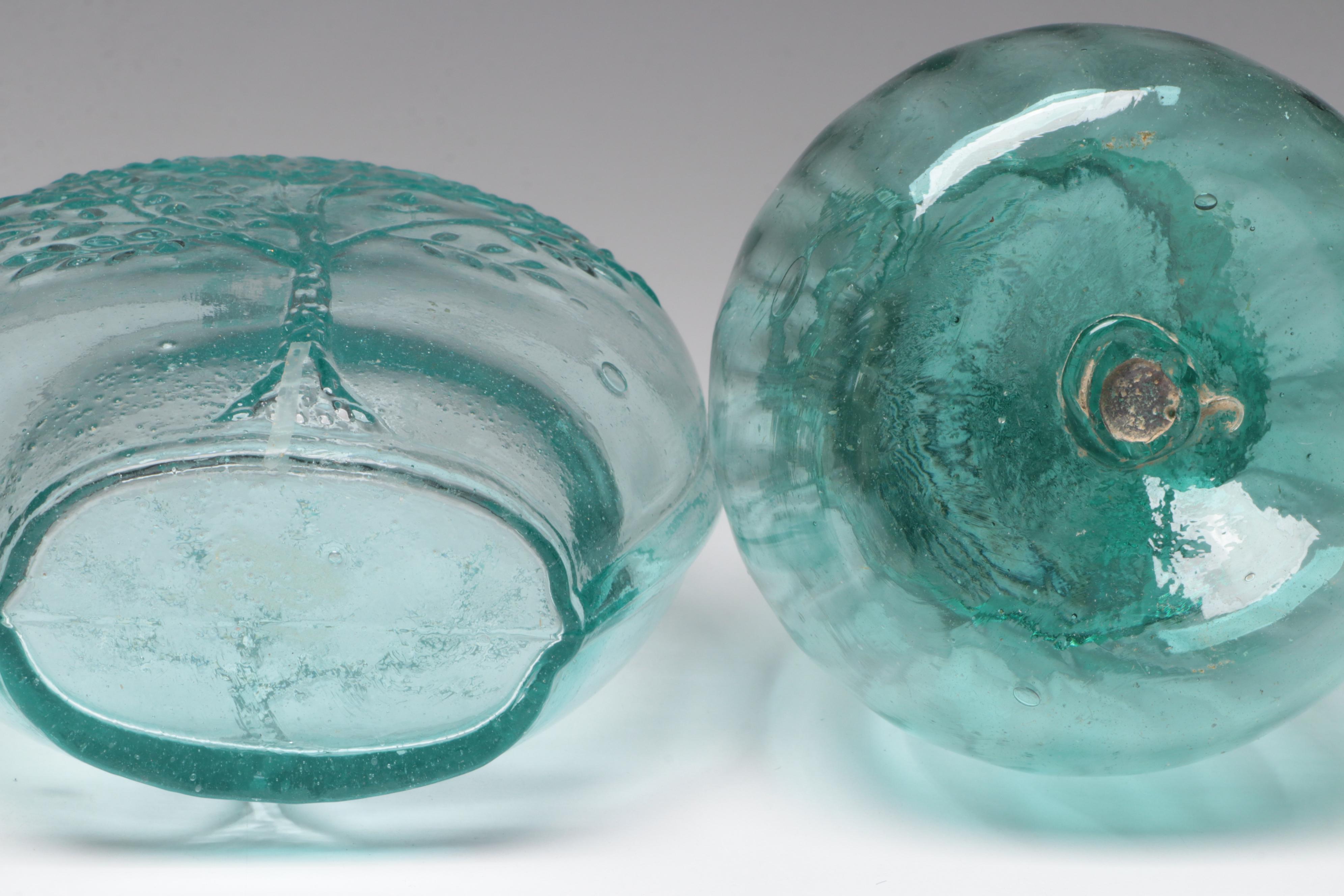 Winter/Summer Flask, 19th Century, with Other Flask and Blown Glass Pitcher