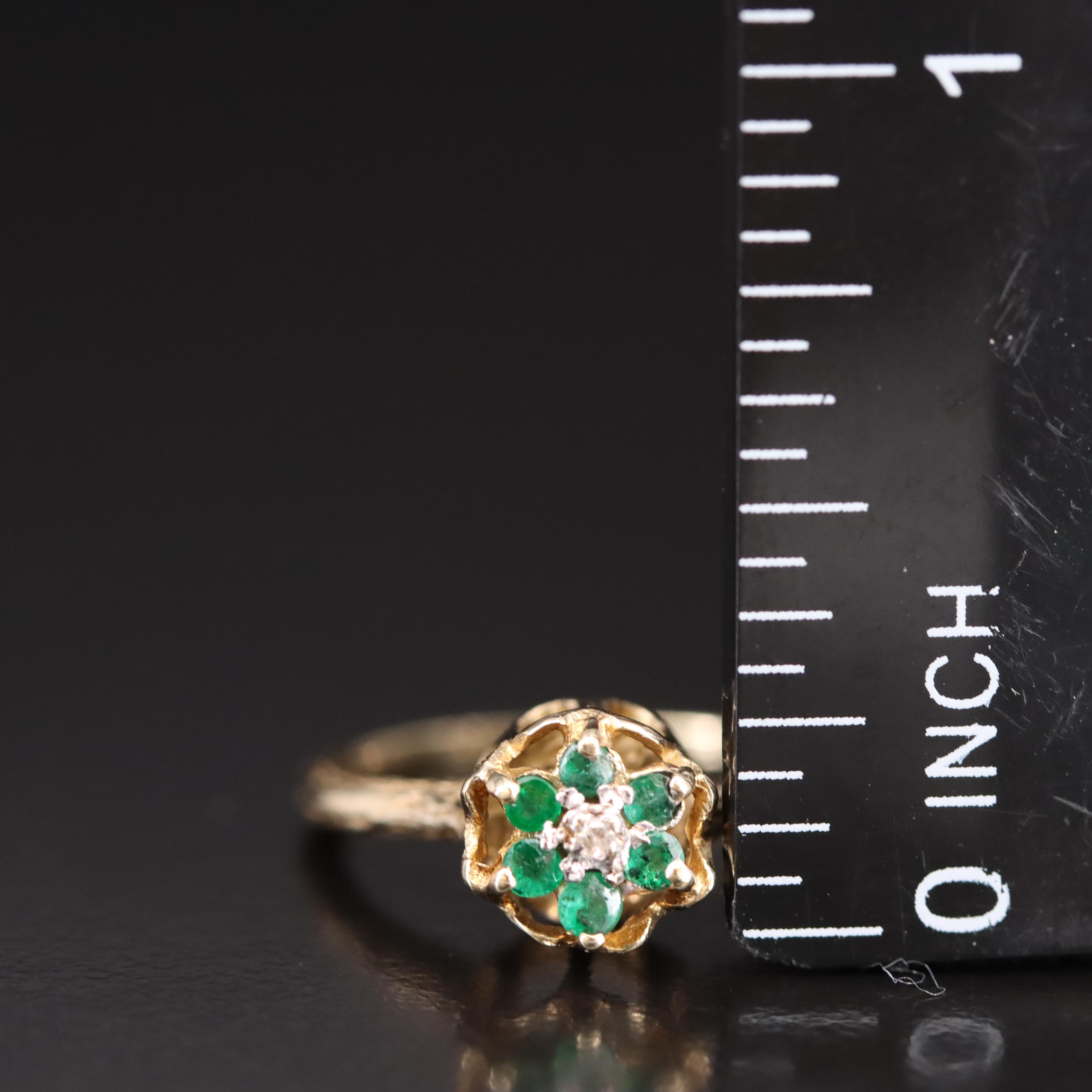 10K Diamond and Emerald Ring