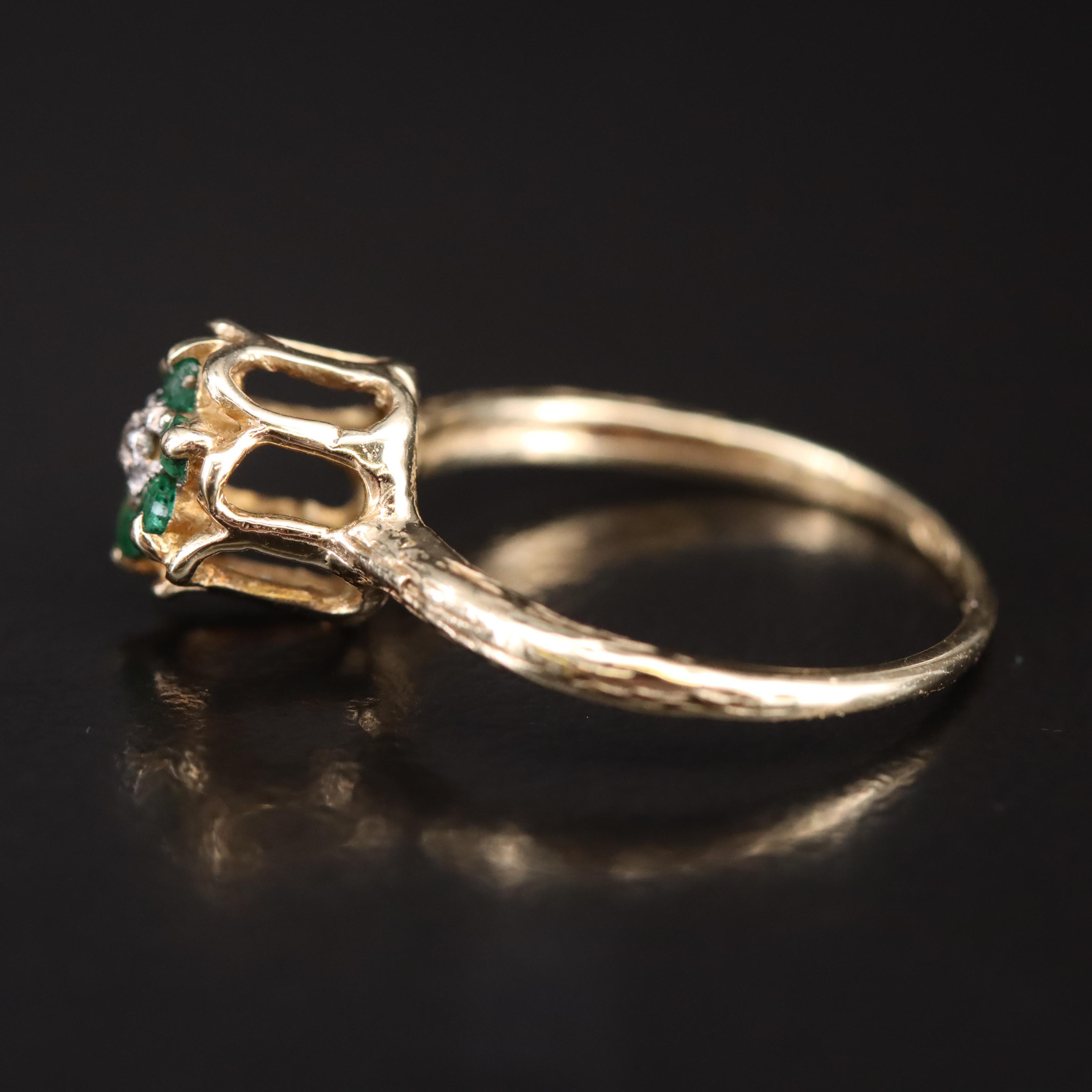 10K Diamond and Emerald Ring