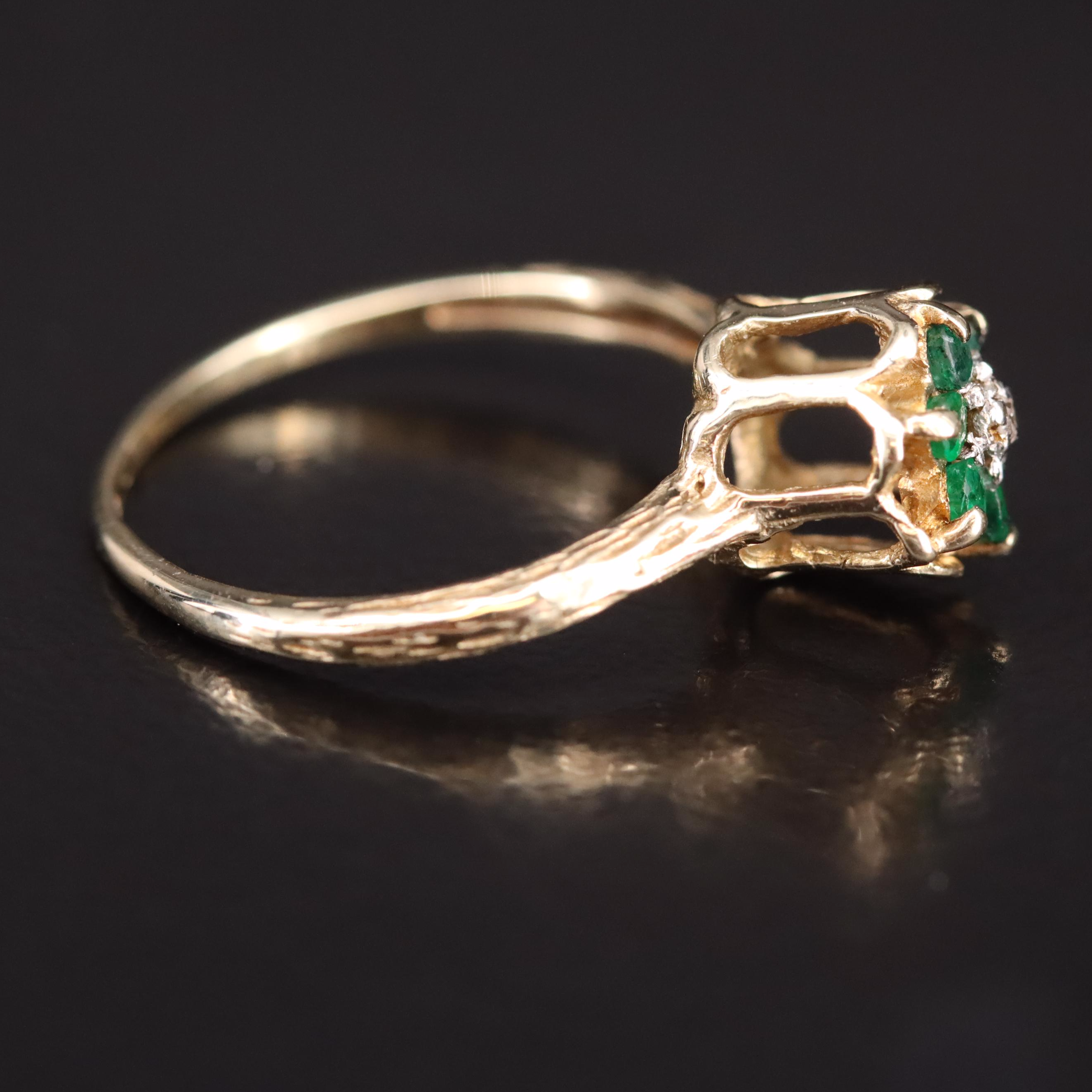 10K Diamond and Emerald Ring