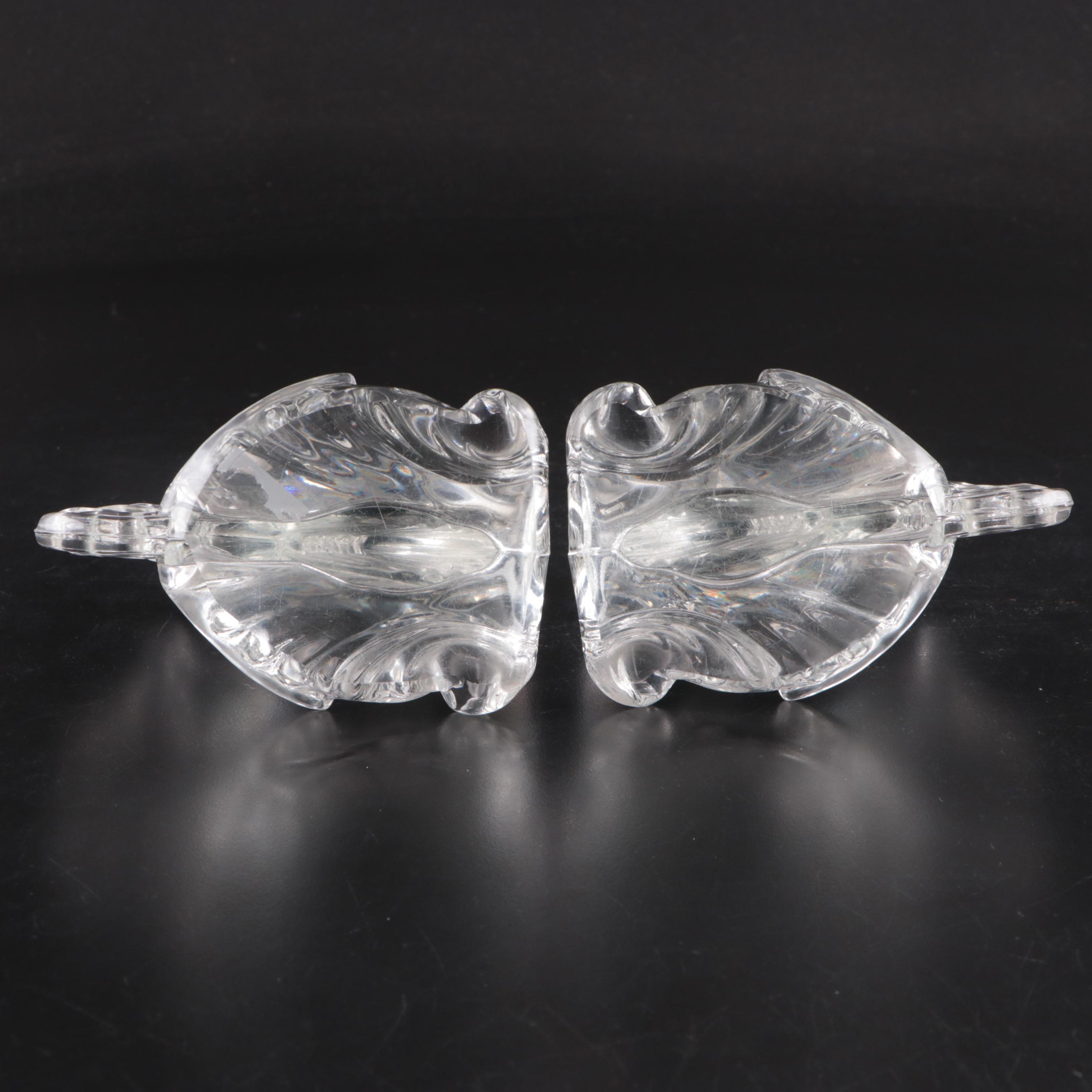 Heisey Glass Angel Fish Bookends with L.E. Smith Glass Jumping Horse Bookends