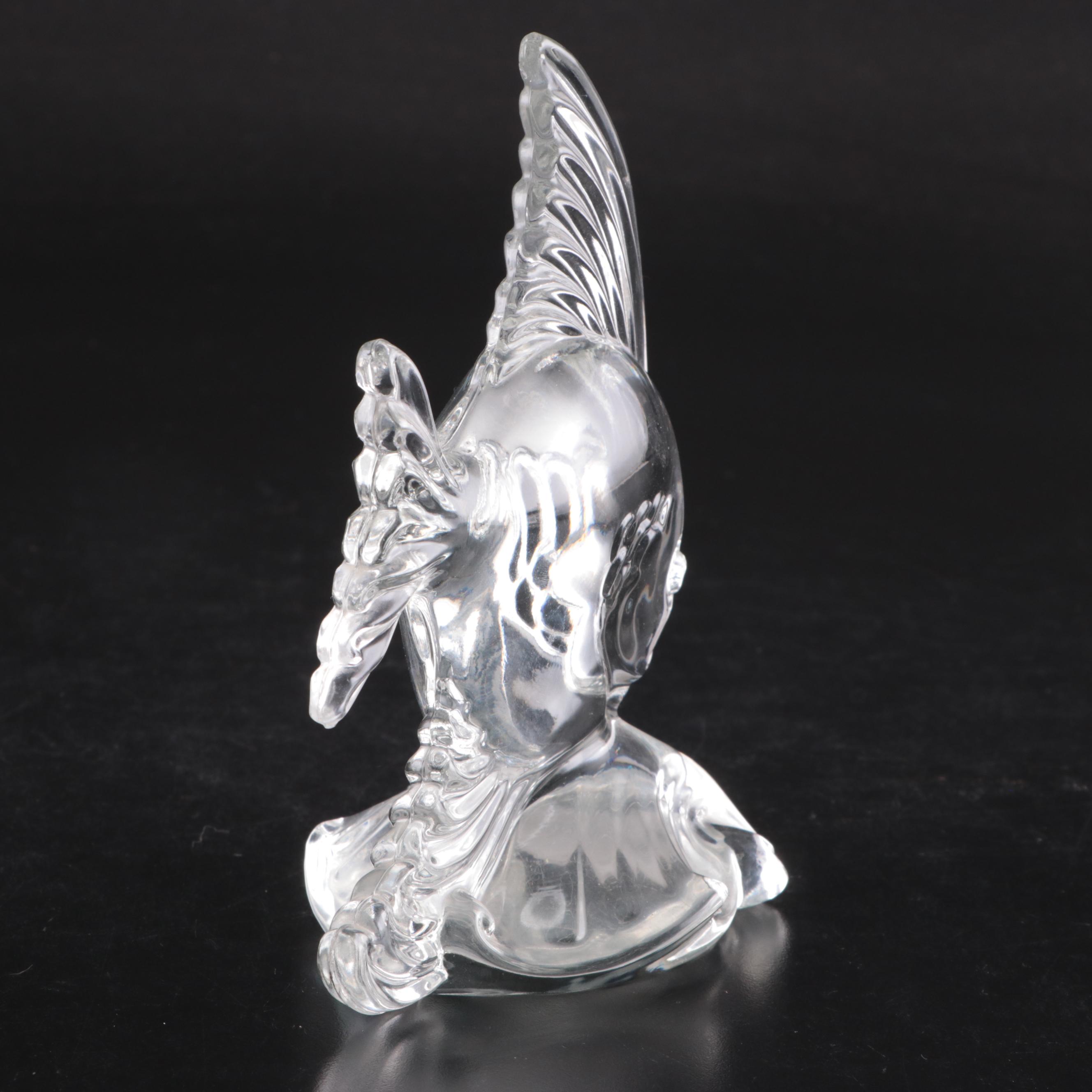 Heisey Glass Angel Fish Bookends with L.E. Smith Glass Jumping Horse Bookends