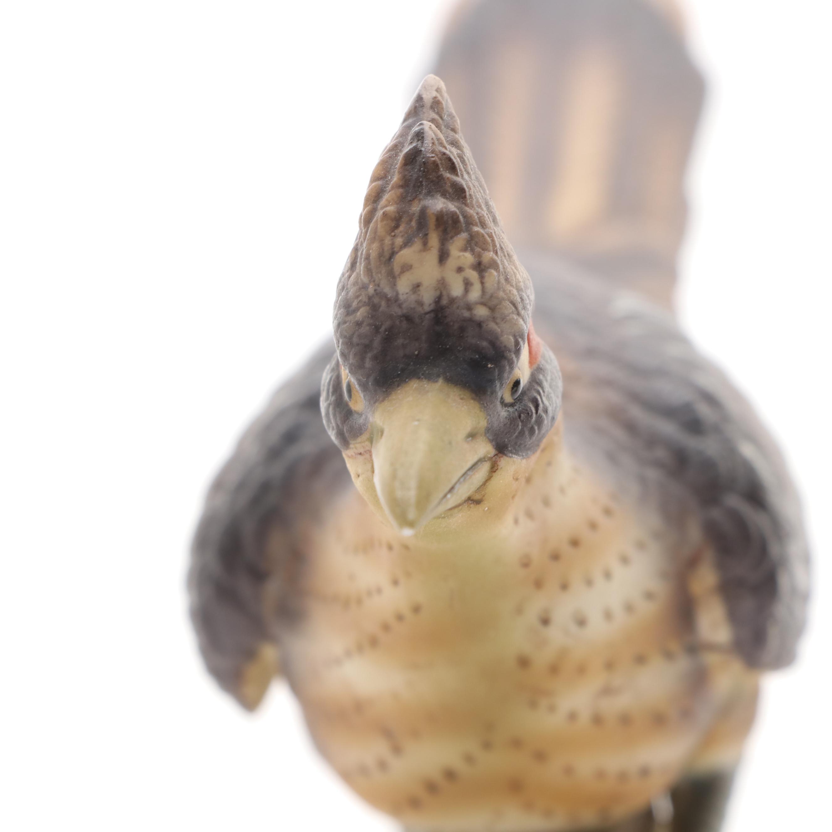 Lefton "Robin" and "Road-Runner" Porcelain Figurines with Bird Music Box