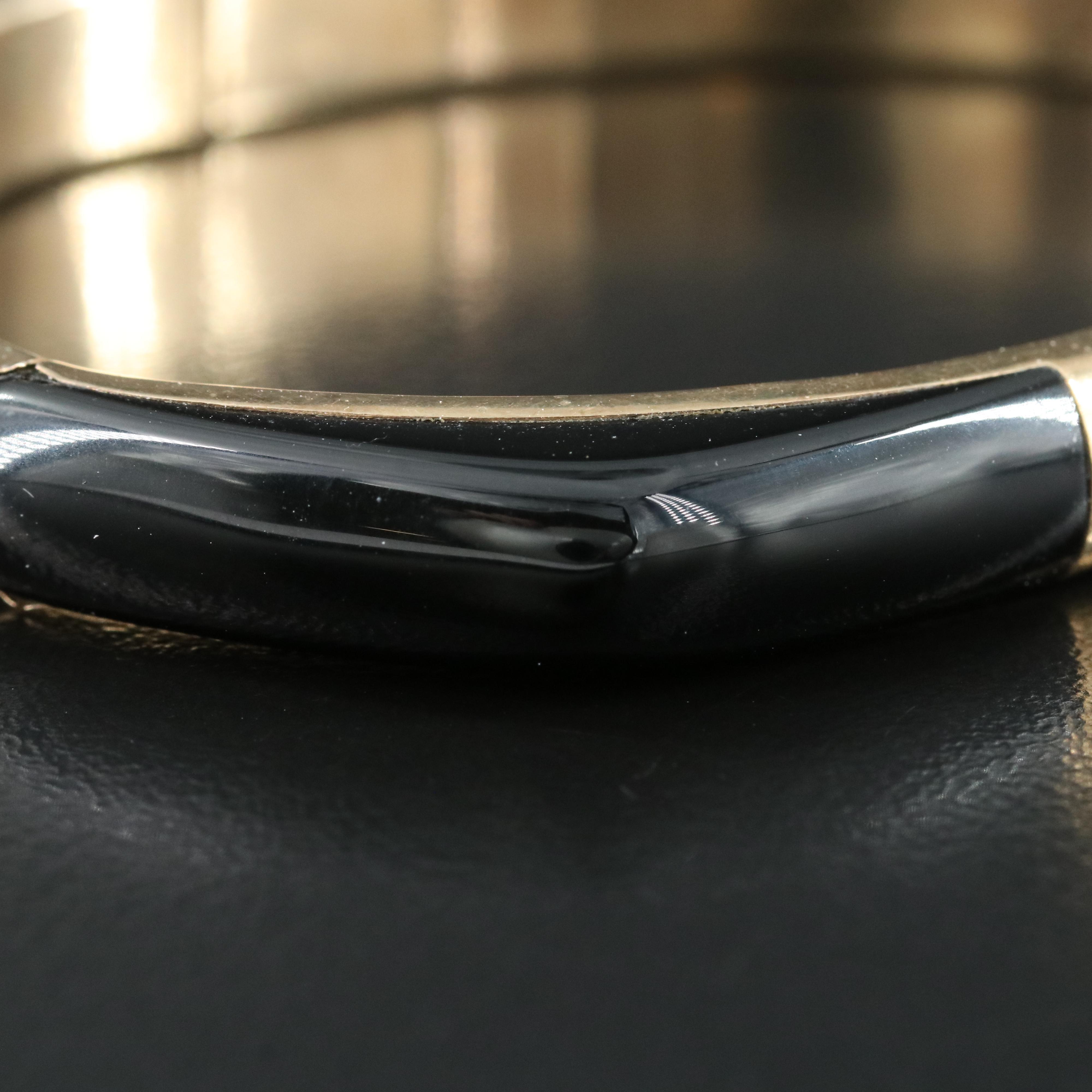 Vintage 10K Black Onyx Hinged Bangle