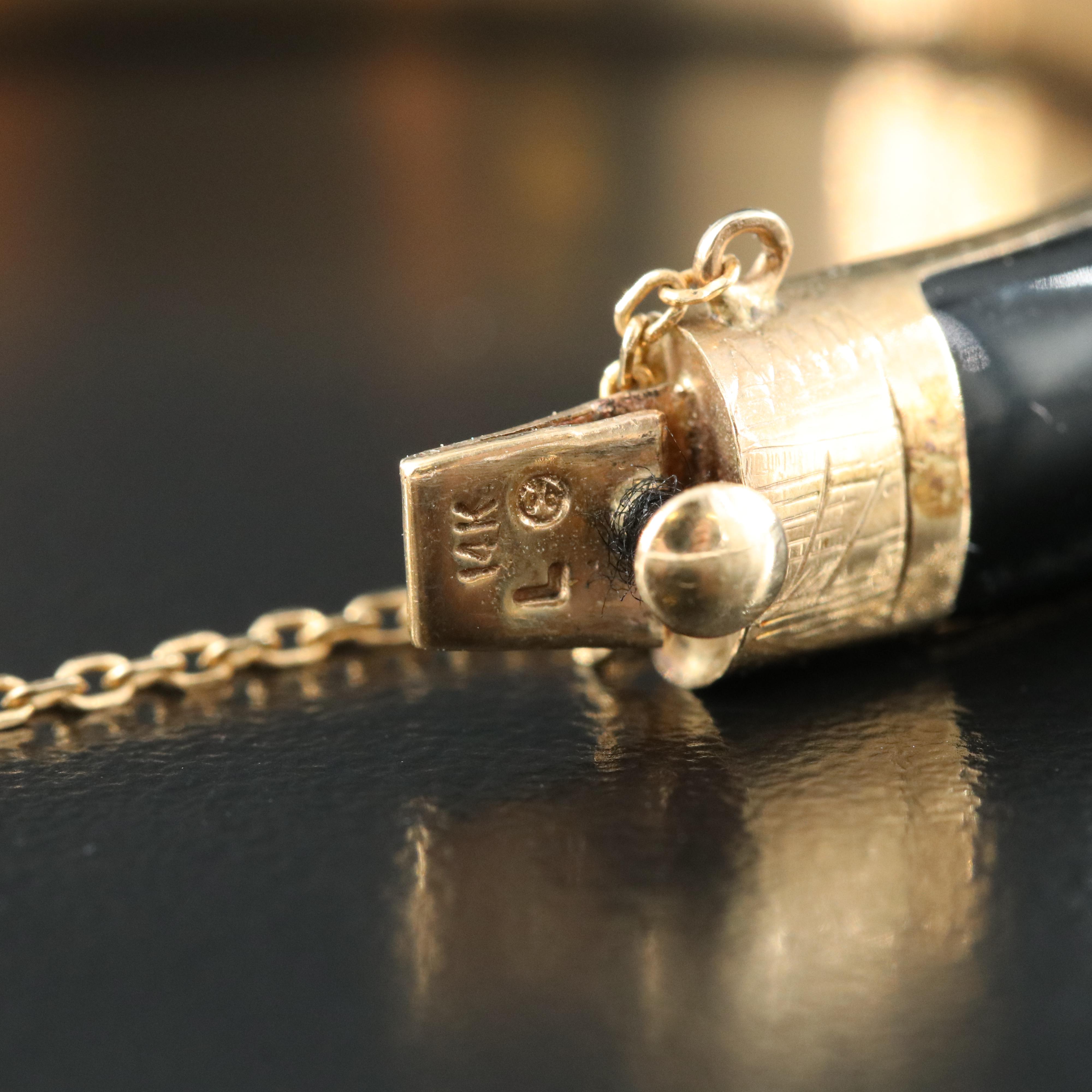 Vintage 10K Black Onyx Hinged Bangle