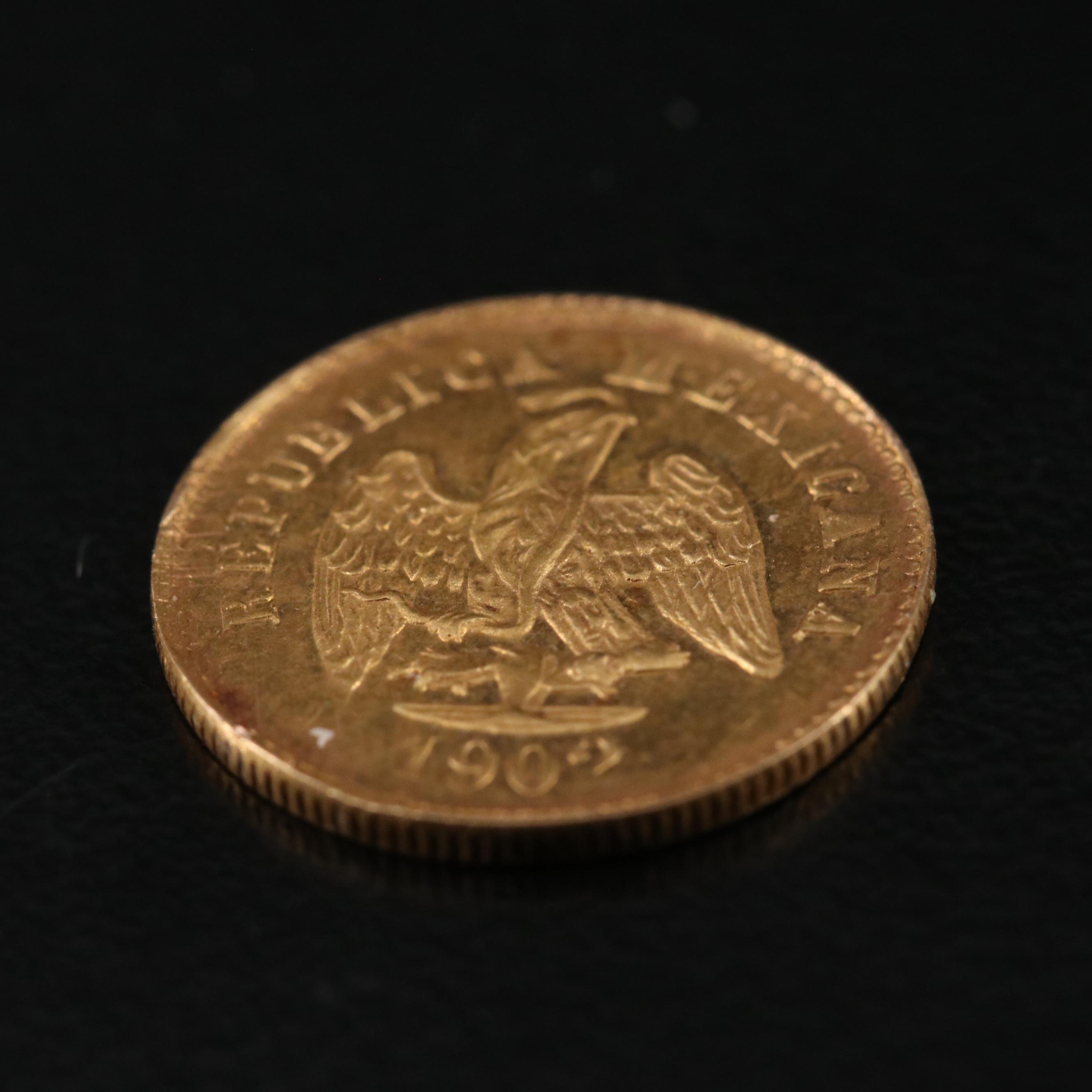 1902 Mexican One Peso Gold Coin